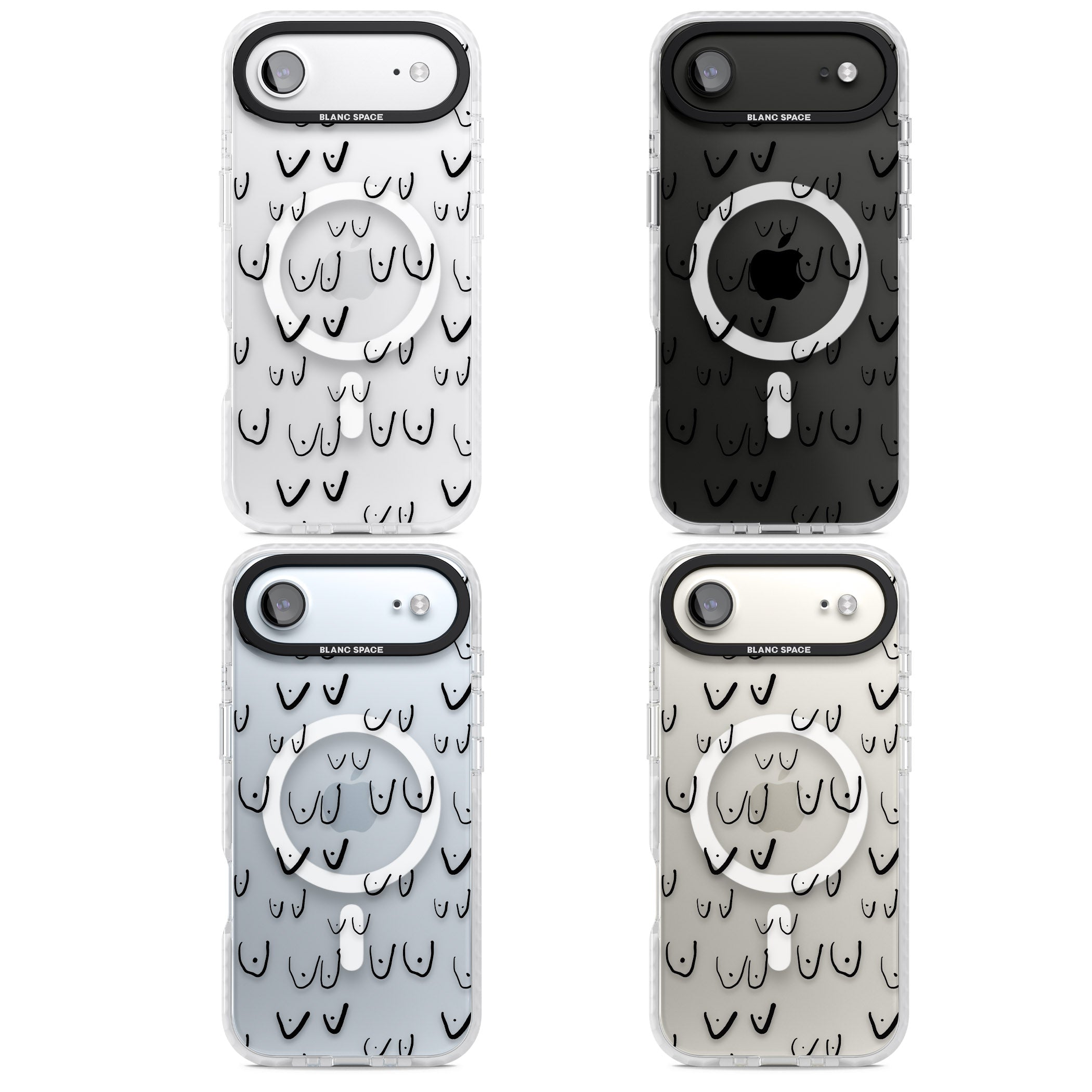 Boob Pattern (Black) iPhone 17 Air Impact Pro Clear Phone Case APT Impact Protection
