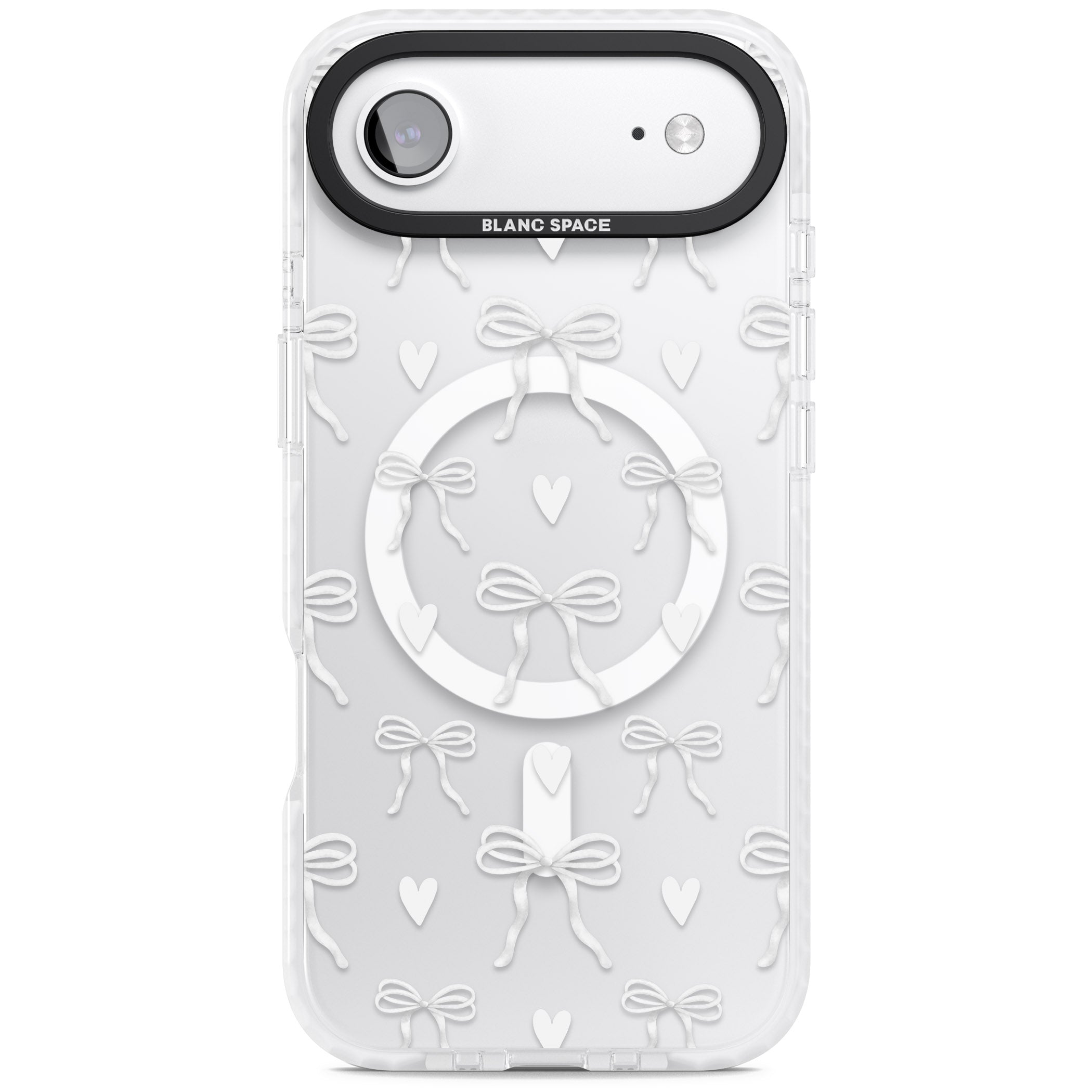 White Bows & Hearts iPhone 17 Air Impact Pro Clear Phone Case