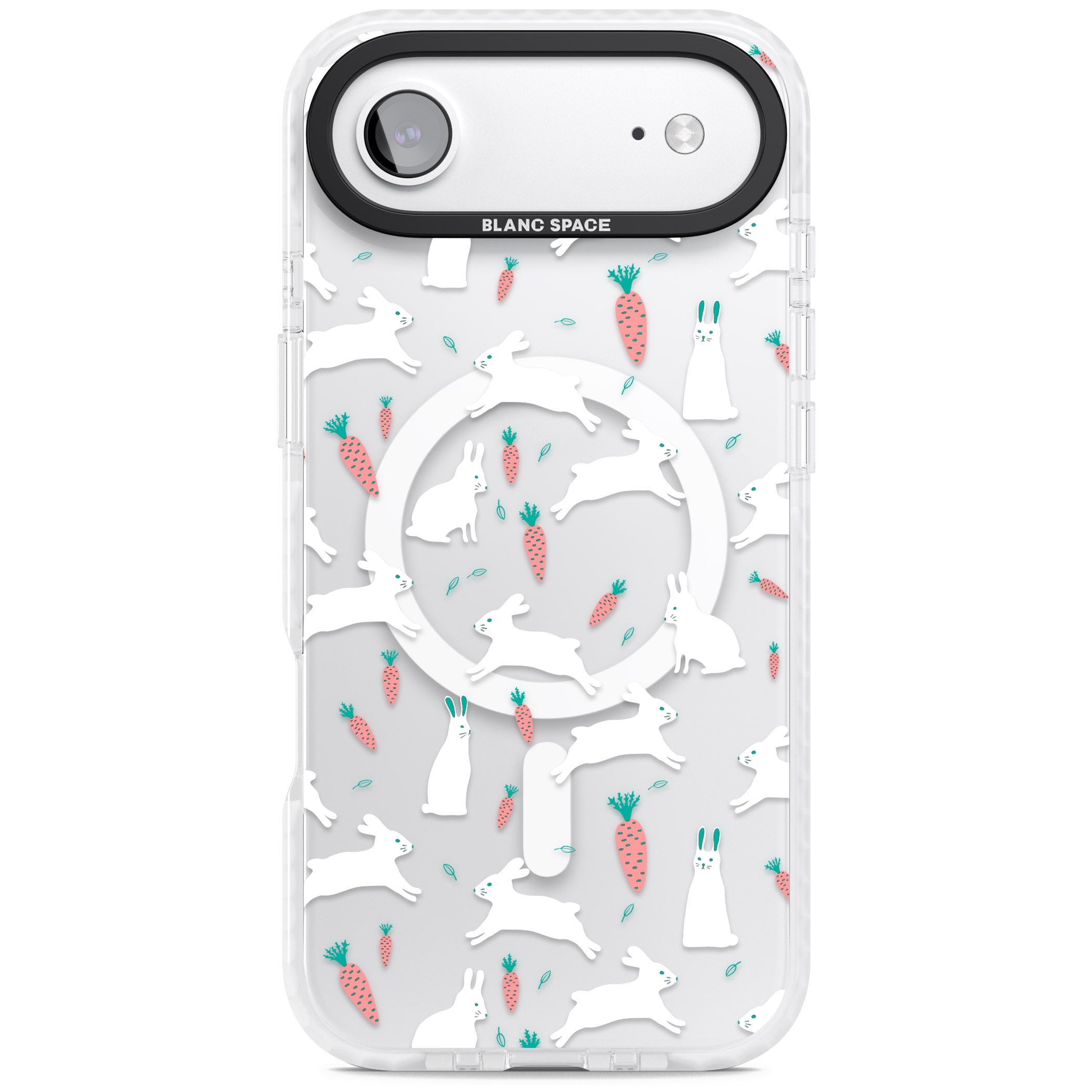 White Bunnies And Carrots iPhone 17 Air Impact Pro Clear Phone Case