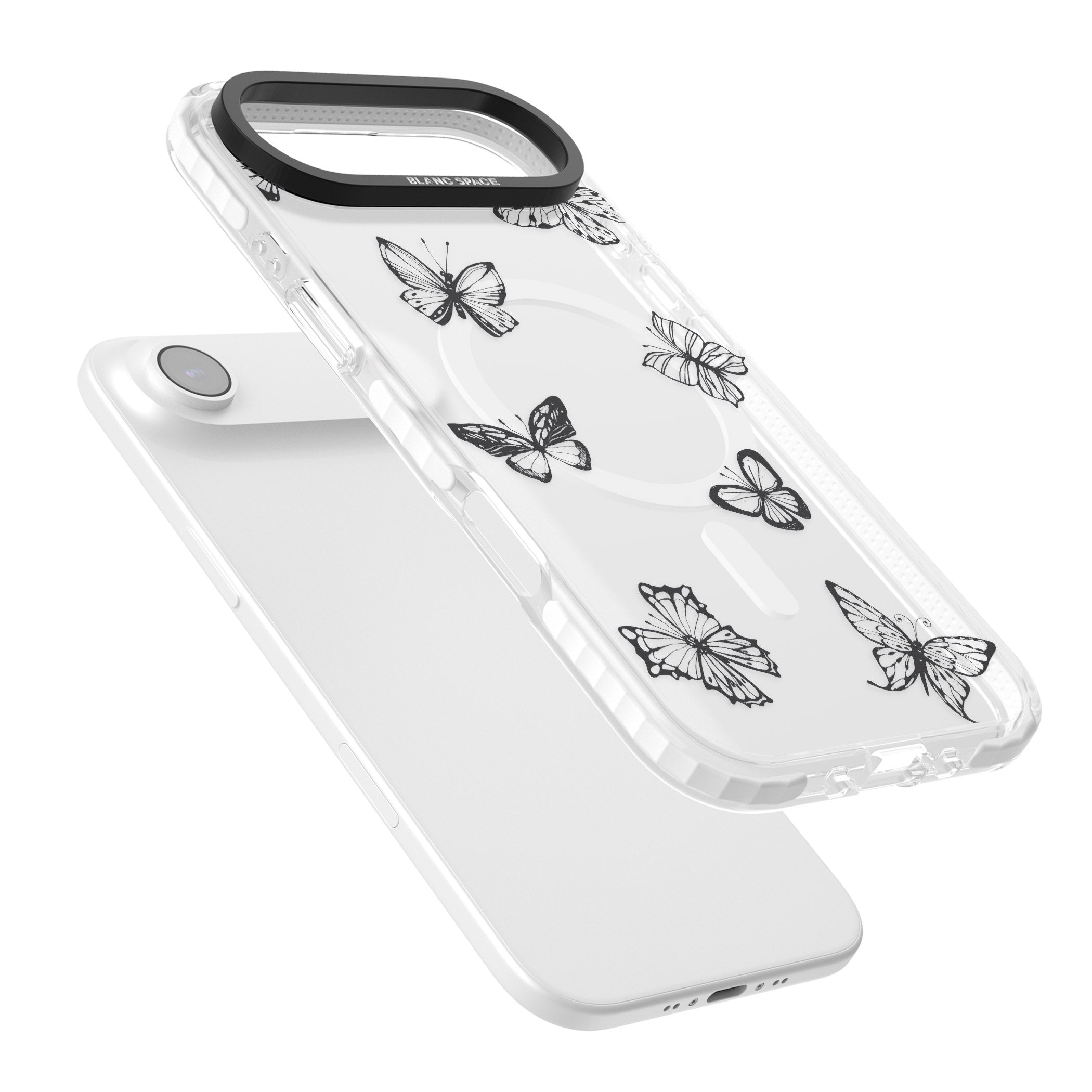 Grey Butterfly Line Pattern iPhone 17 Air Impact Pro Clear Phone Case Colours