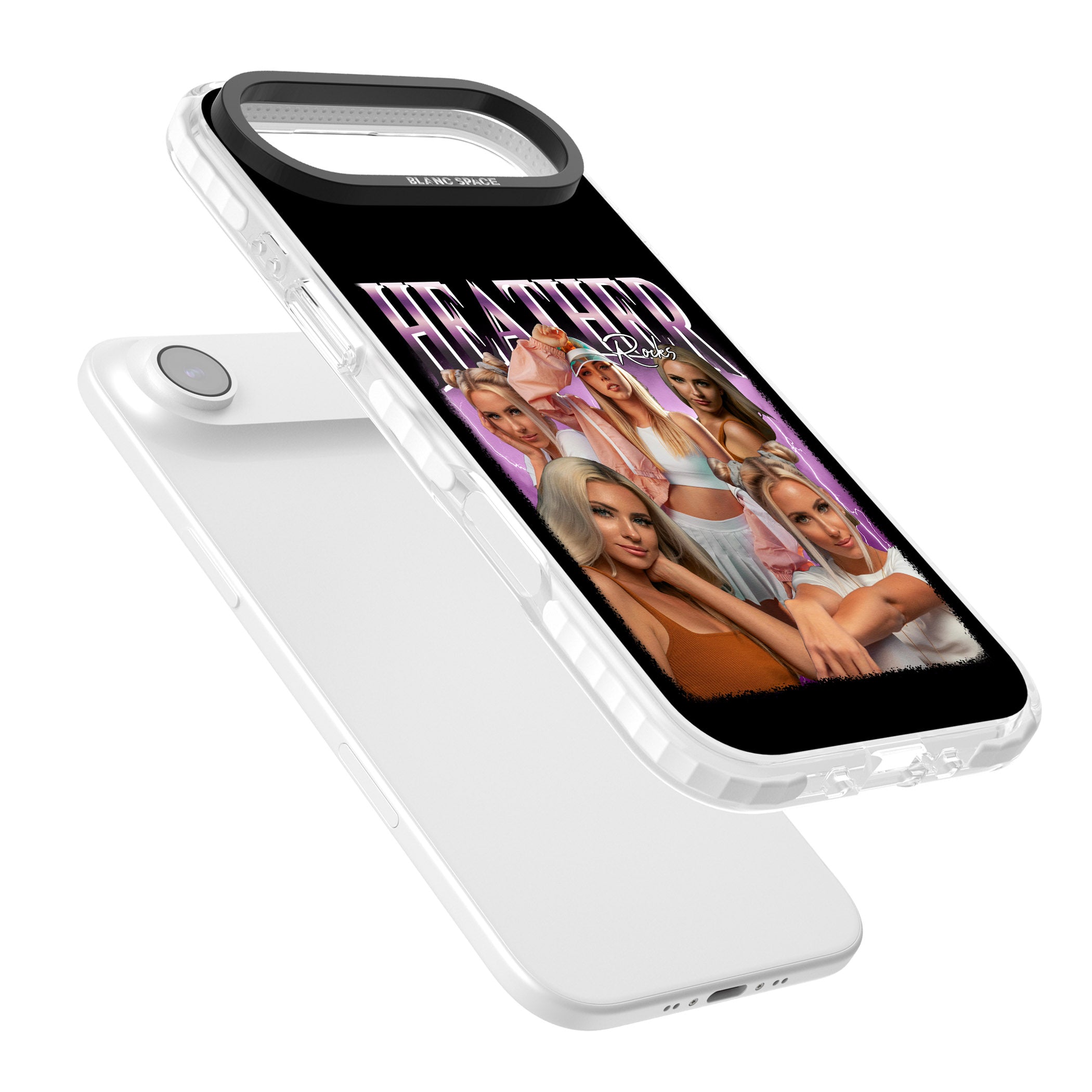 Personalised Airbrush Name & Photo Collage (Pink) iPhone 17 Air Impact Pro Clear Phone Case Colours