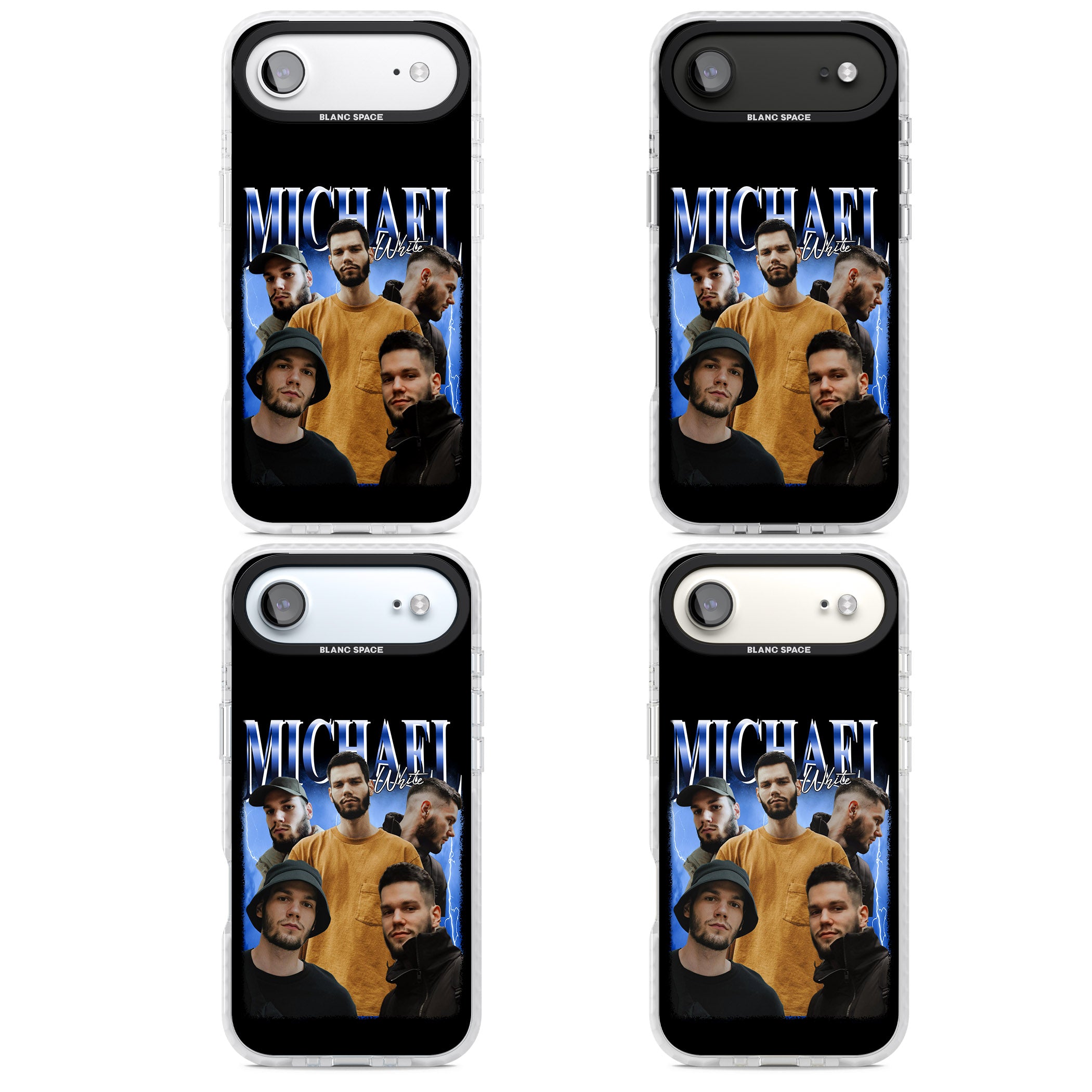 Personalised Airbrush Name & Photo Collage (Blue) iPhone 17 Air Impact Pro Clear Phone Case APT Impact Protection
