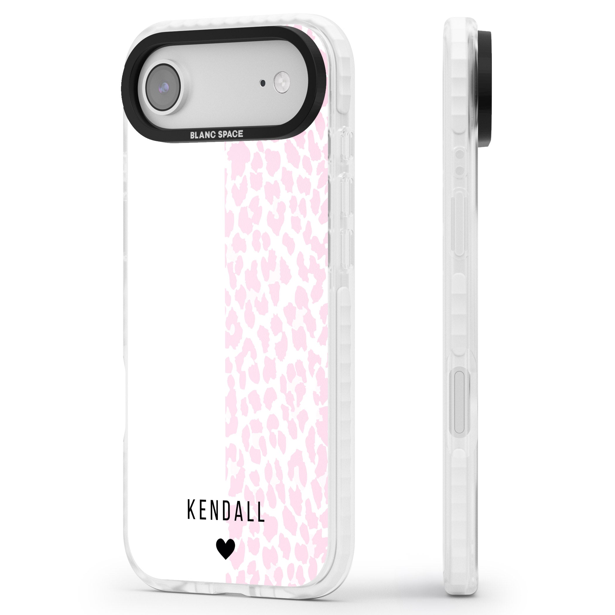Personalised Pink Leopard iPhone 17 Air Impact Pro Clear Phone Case Side Profile