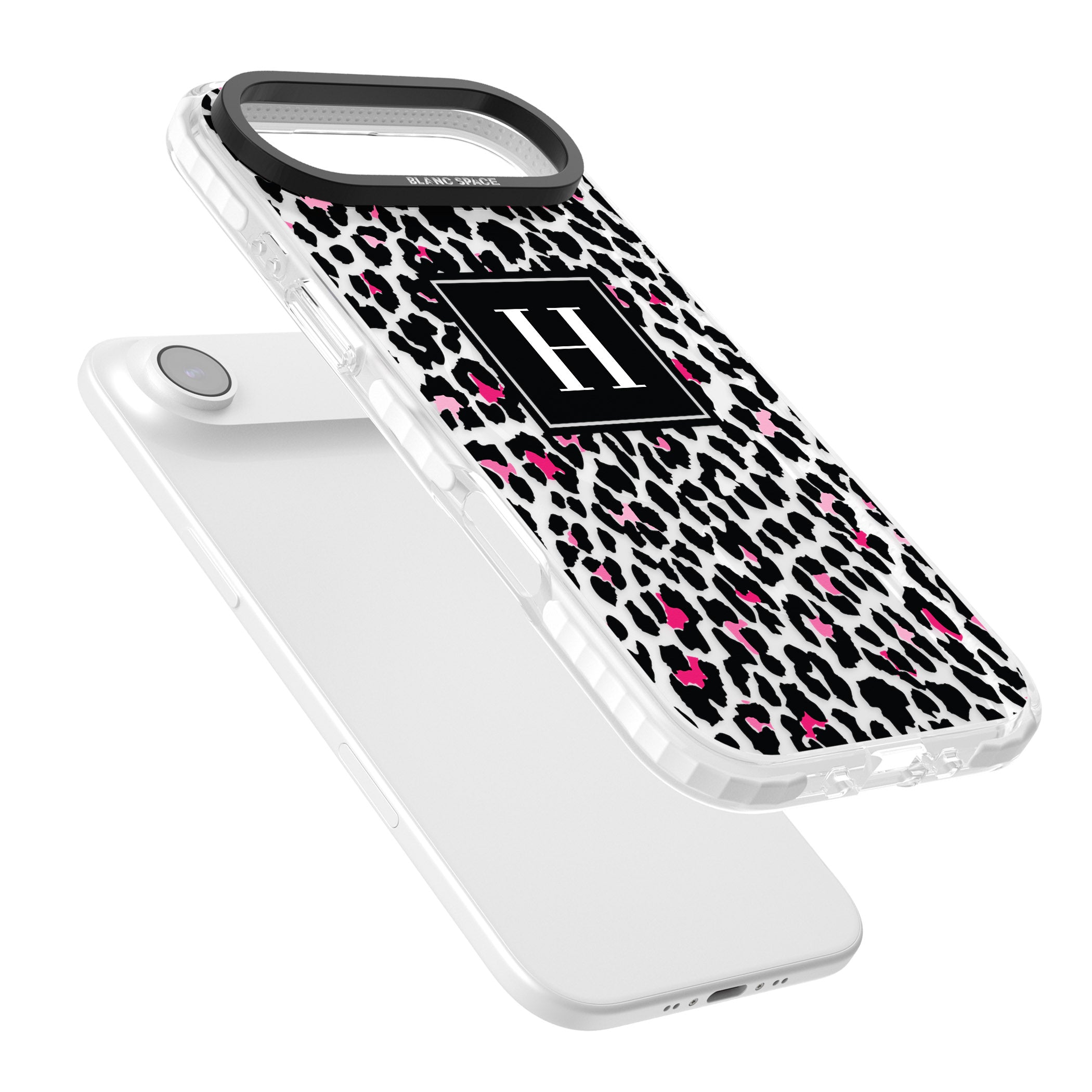 Personalised Clear Pink Leopard Monogram iPhone 17 Air Impact Pro Clear Phone Case Colours