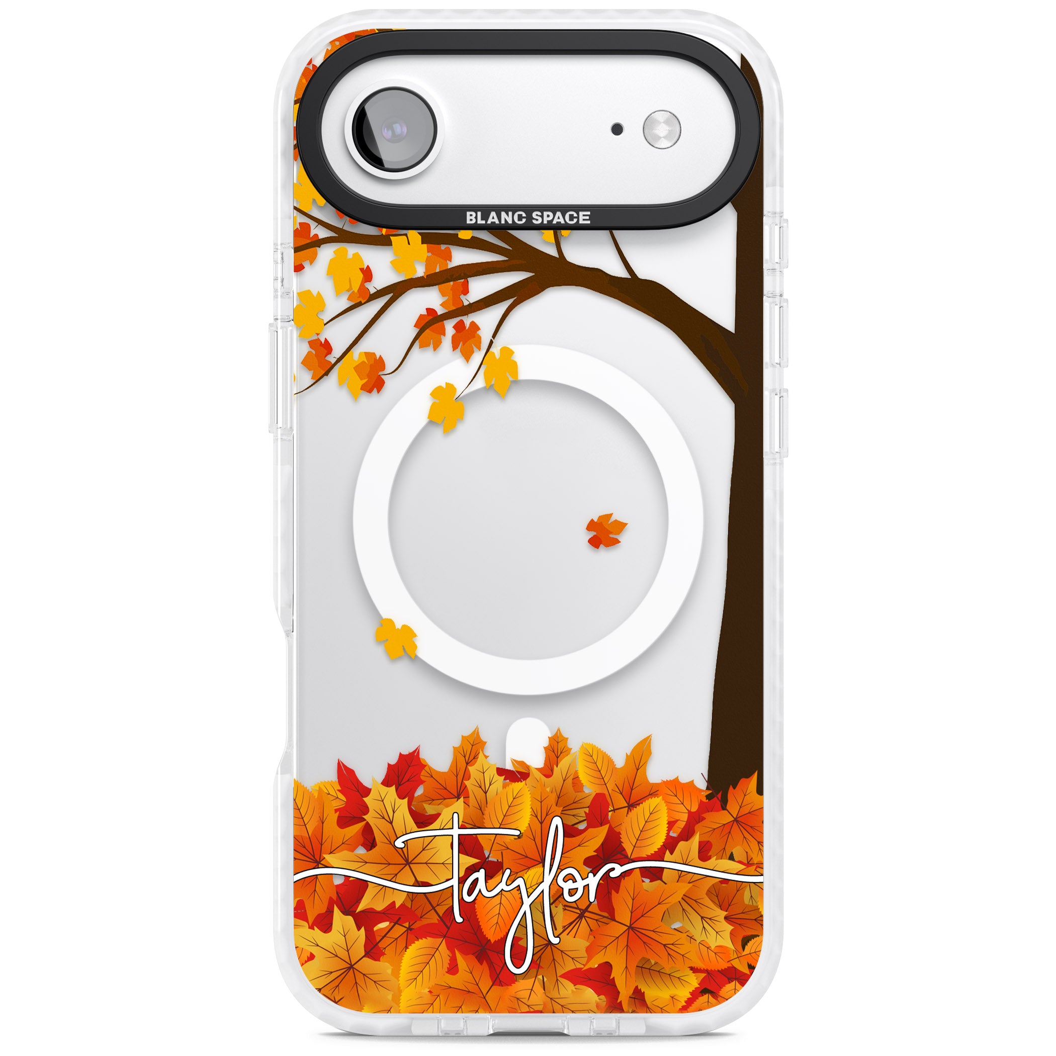 Personalised Autumn Leaves iPhone 17 Air Impact Pro Clear Phone Case