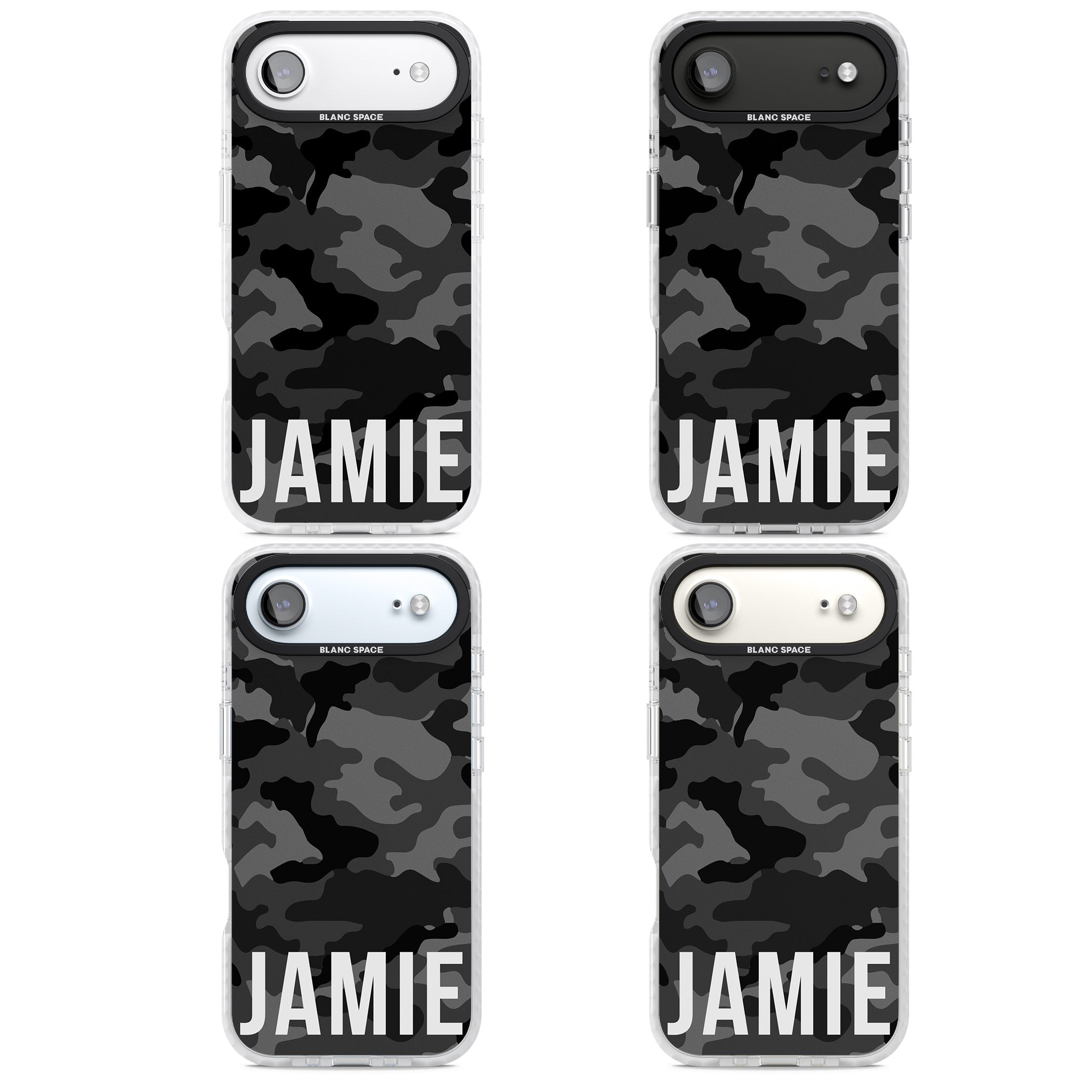 Personalised Black Camo Name Horizontal iPhone 17 Air Impact Pro Clear Phone Case APT Impact Protection