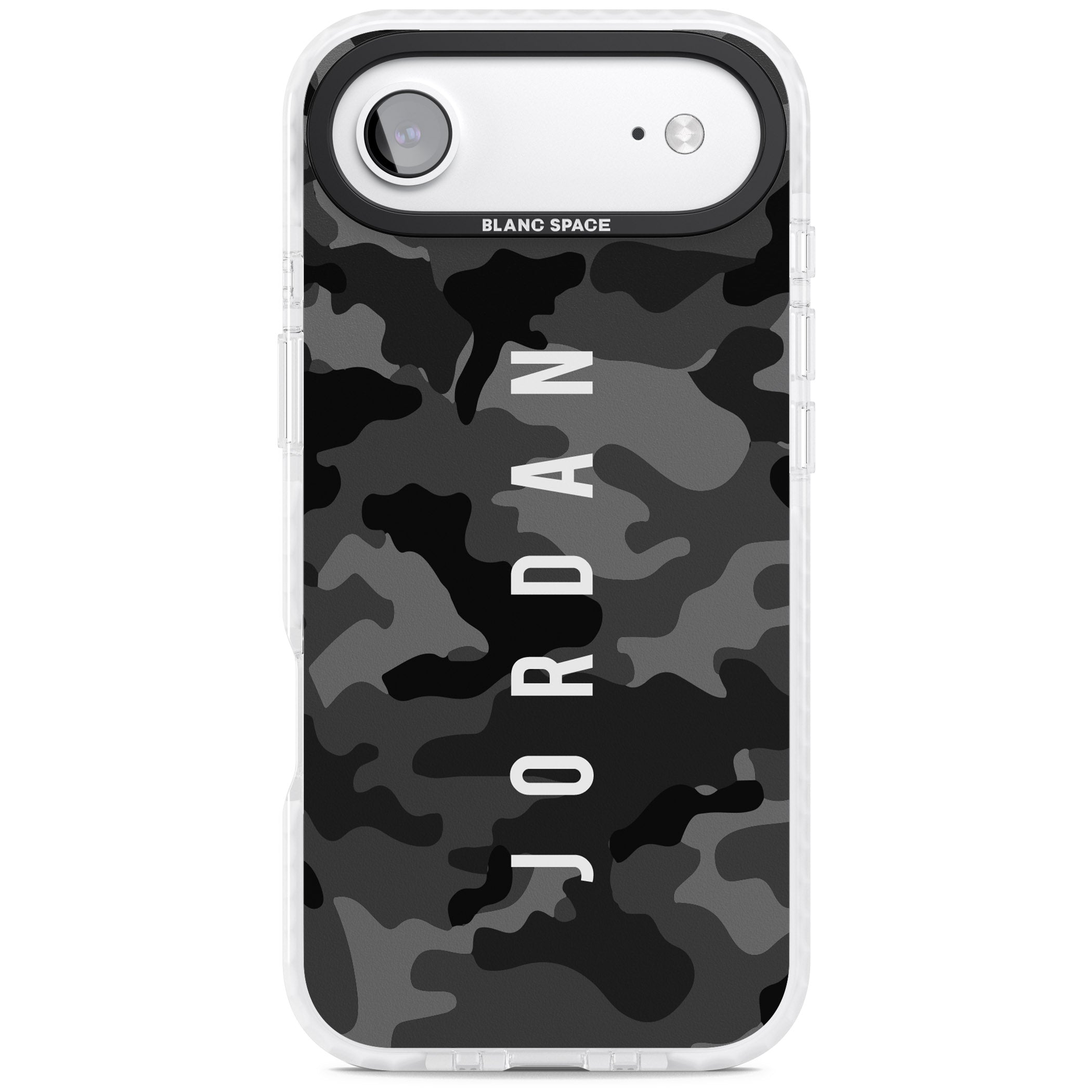 Personalised Black Camouflage Name iPhone 17 Air Impact Pro Clear Phone Case