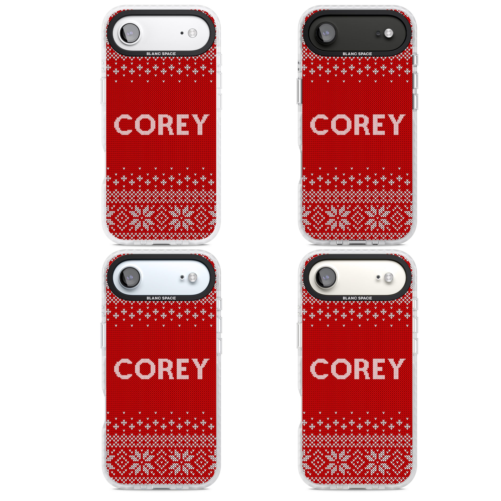 Personalised Red Christmas Knit iPhone 17 Air Impact Pro Clear Phone Case APT Impact Protection