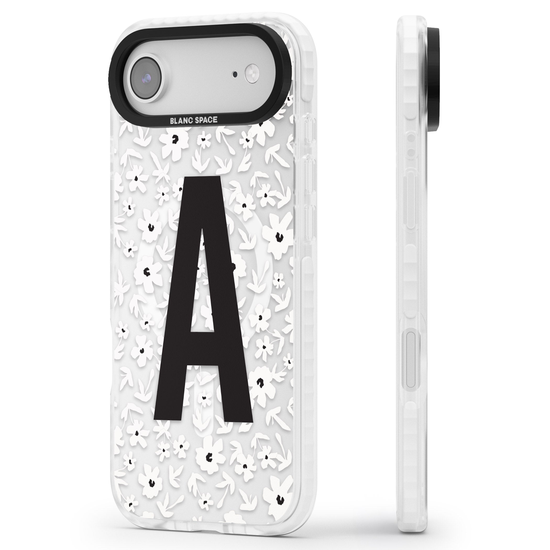 Personalised Bold Initial Floral iPhone 17 Air Impact Pro Clear Phone Case Side Profile