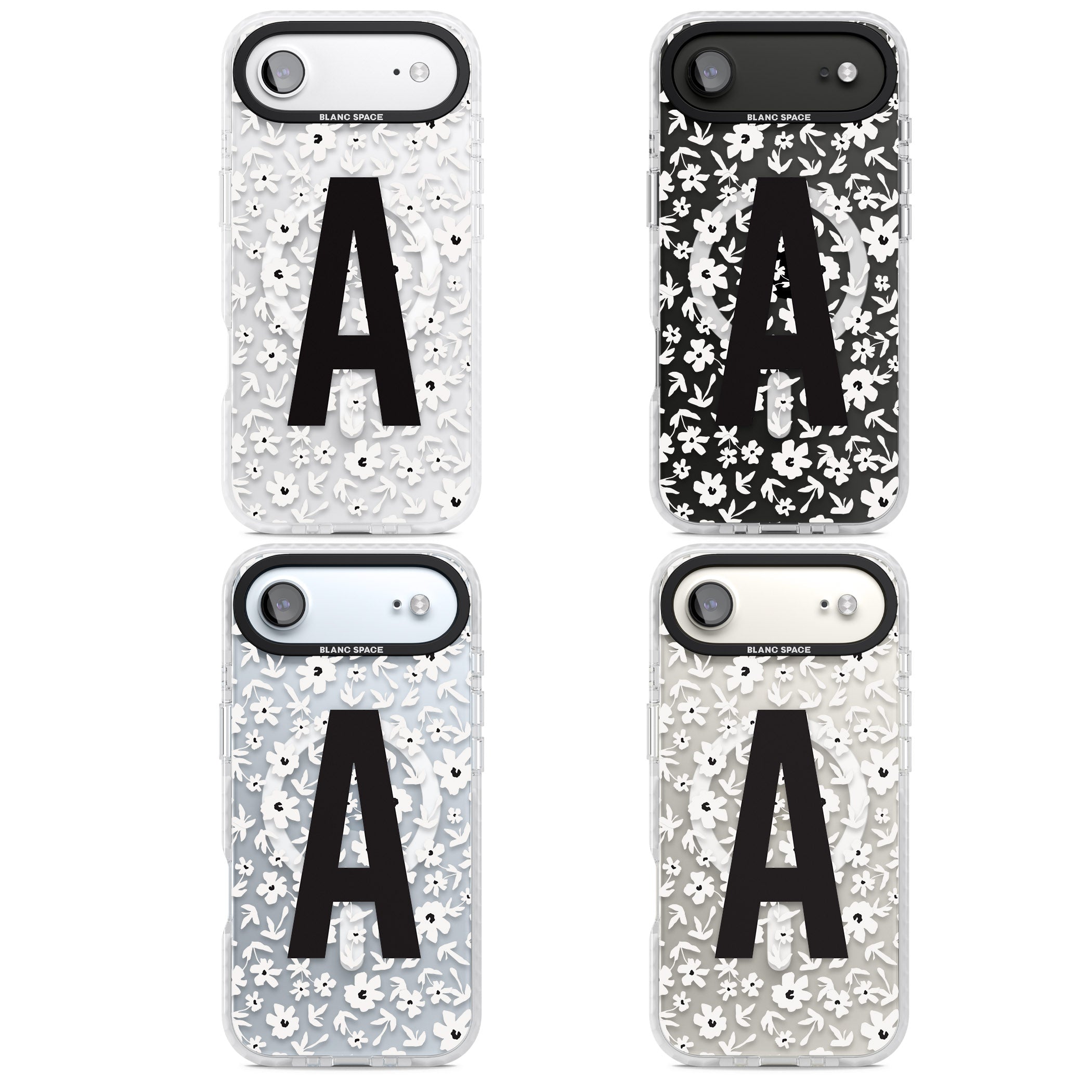 Personalised Bold Initial Floral iPhone 17 Air Impact Pro Clear Phone Case APT Impact Protection