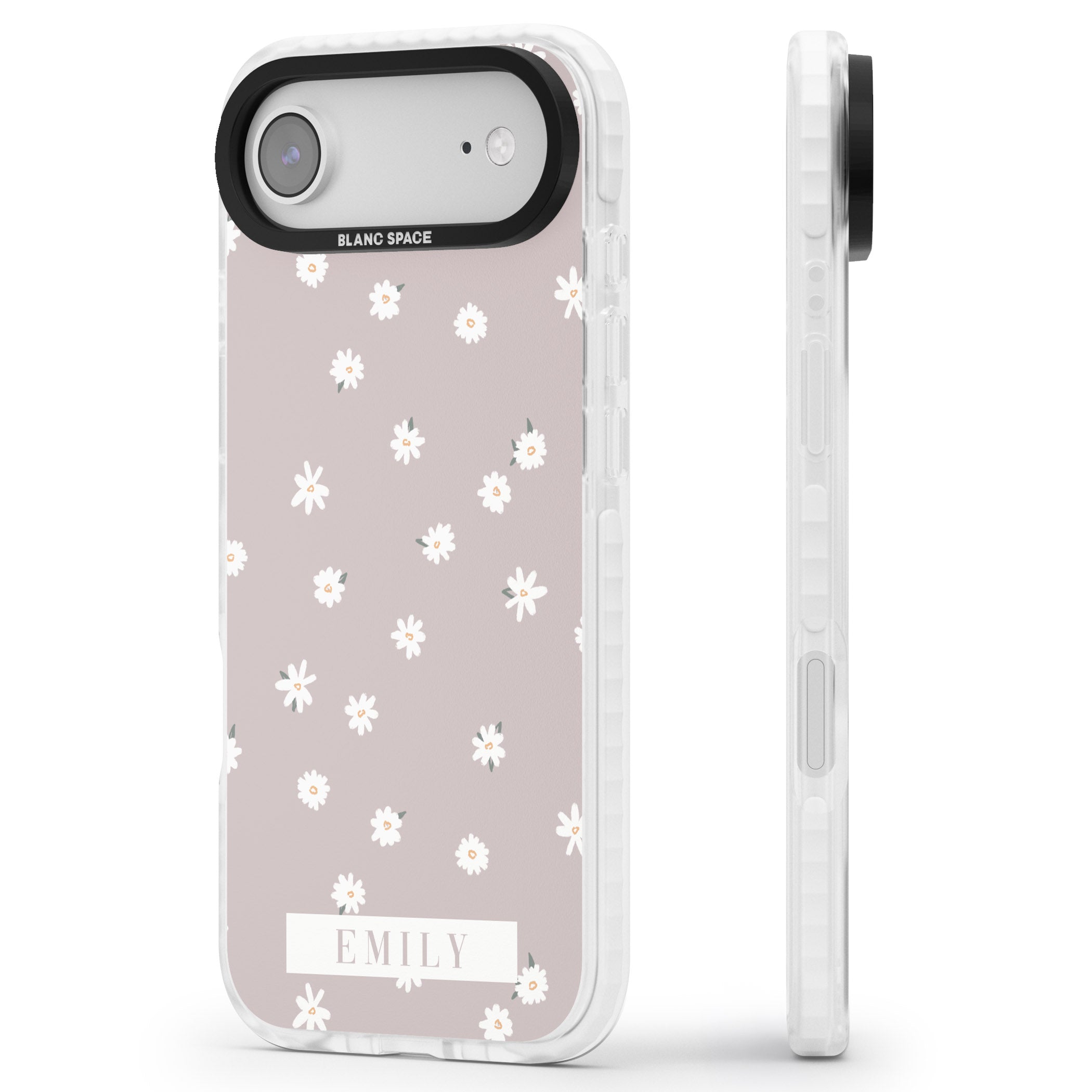 Personalised Dusty Daisy iPhone 17 Air Impact Pro Clear Phone Case Side Profile