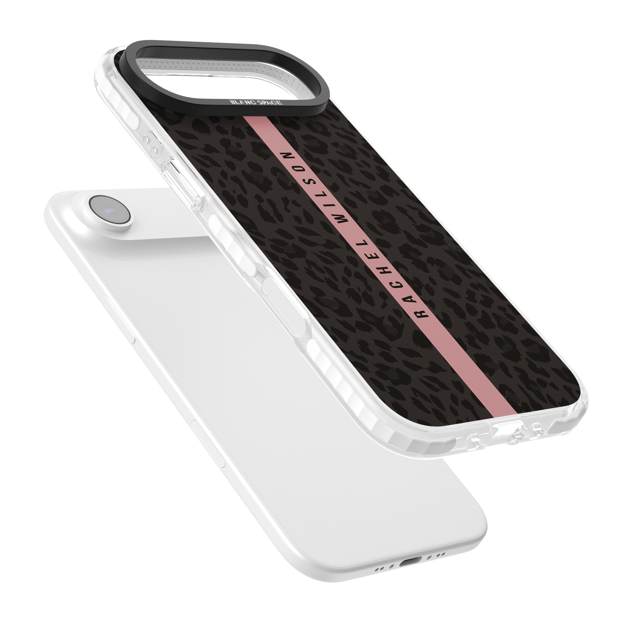 Personalised Pink Stripe Leopard iPhone 17 Air Impact Pro Clear Phone Case Colours