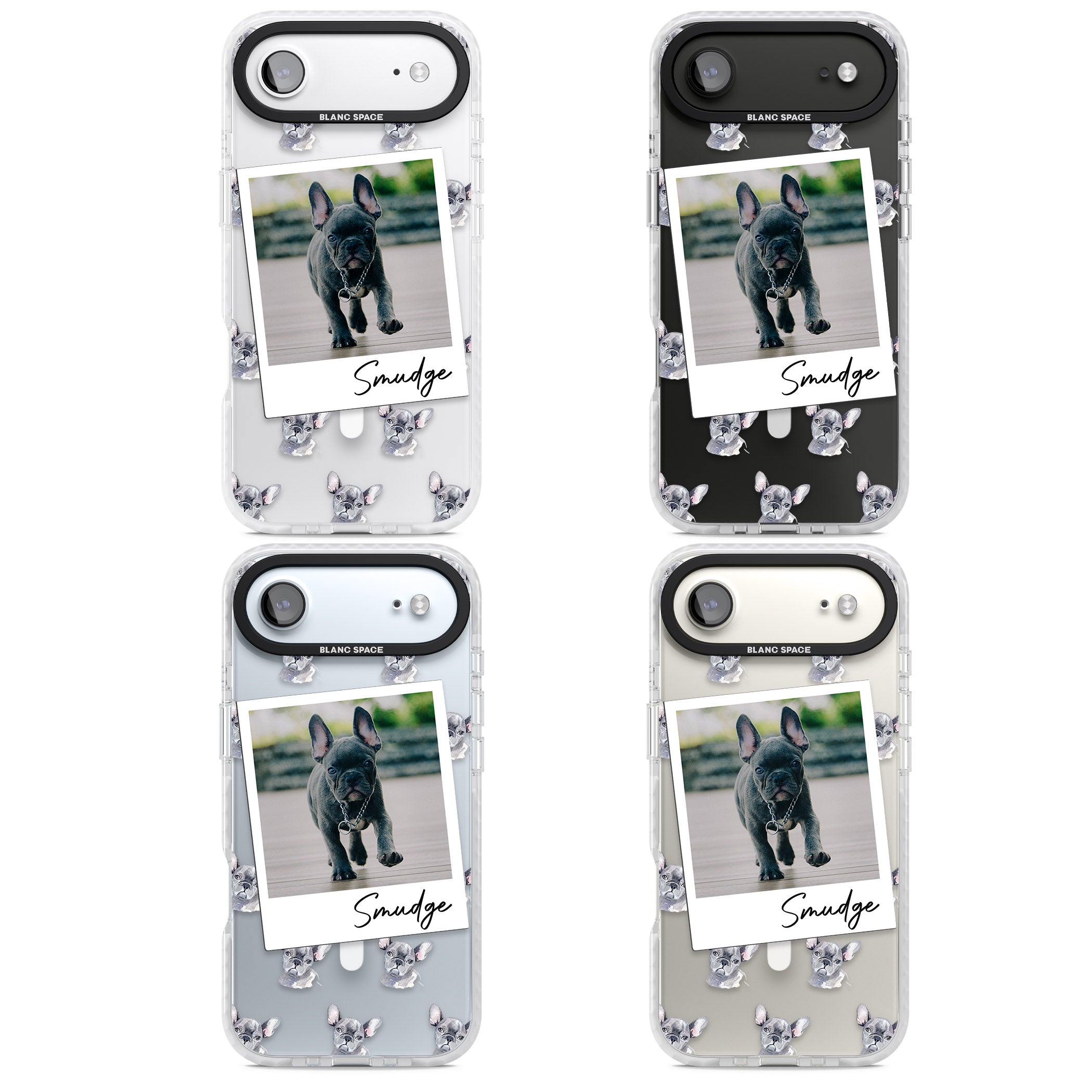 Personalised Grey French Bulldog Instant Camera Photo iPhone 17 Air Impact Pro Clear Phone Case APT Impact Protection