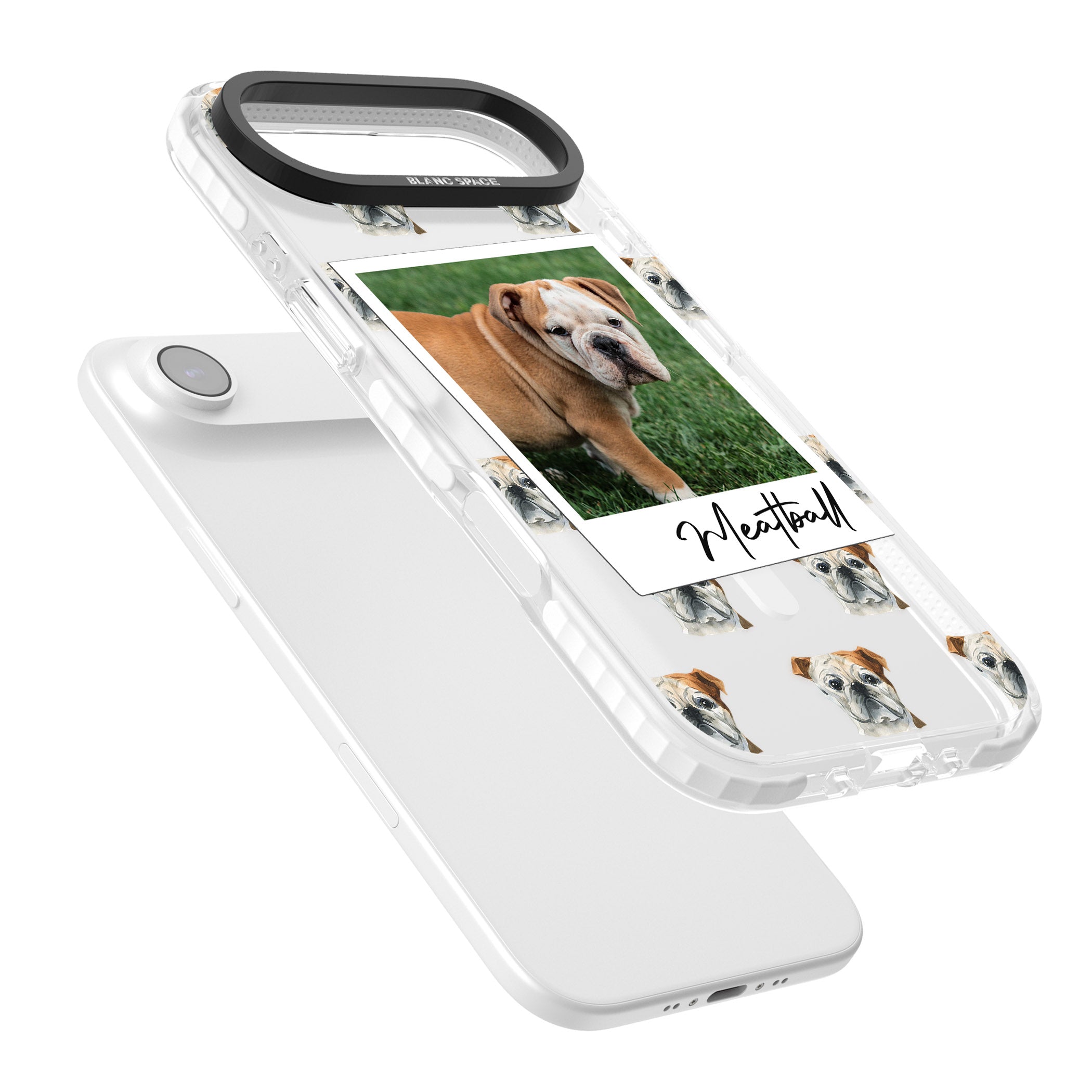 Personalised English Bulldog Instant Camera Photo iPhone 17 Air Impact Pro Clear Phone Case Colours