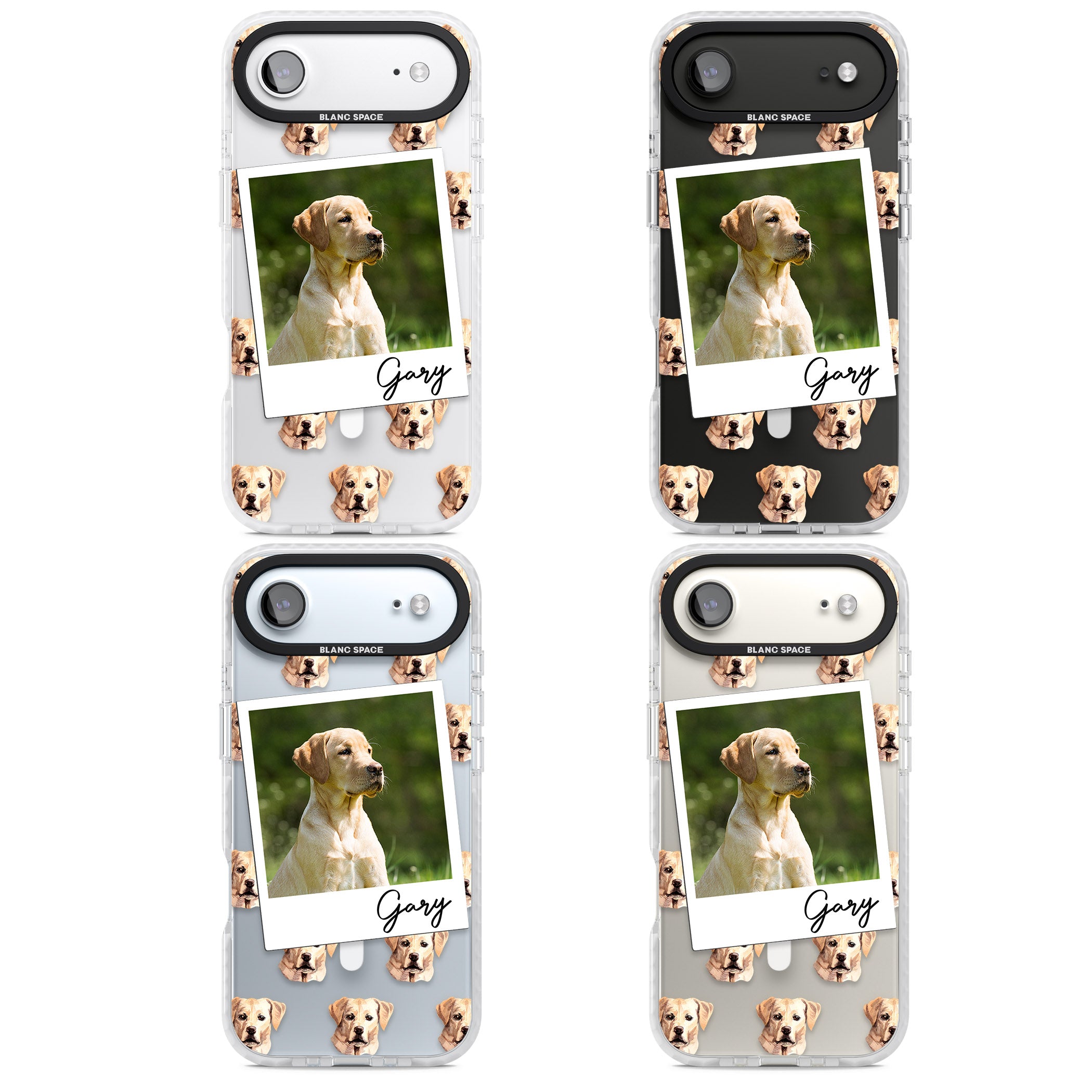 Personalised Tan Black Labrador Instant Camera Photo iPhone 17 Air Impact Pro Clear Phone Case APT Impact Protection