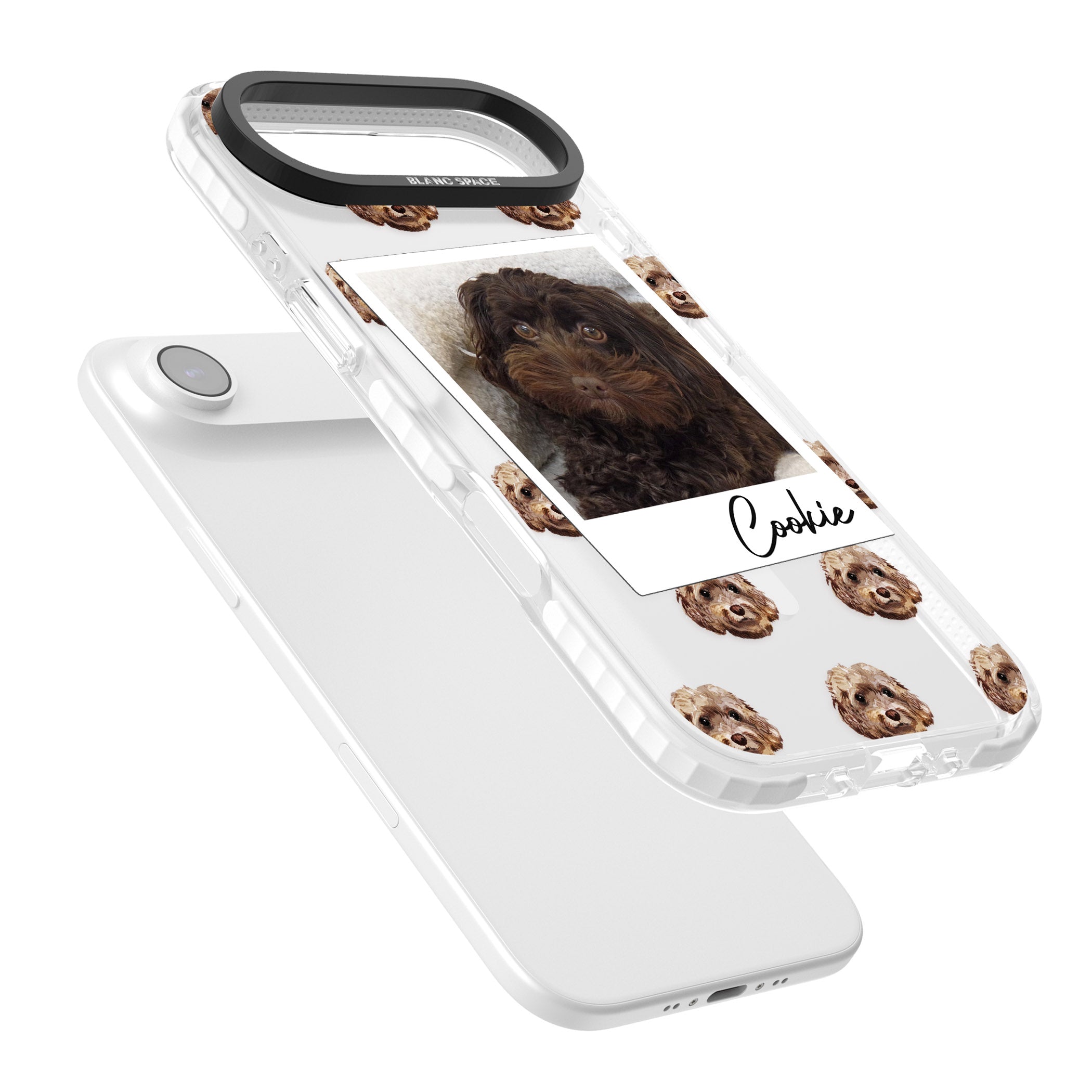 Personalised Brown Cockapoo Instant Camera Photo iPhone 17 Air Impact Pro Clear Phone Case Colours