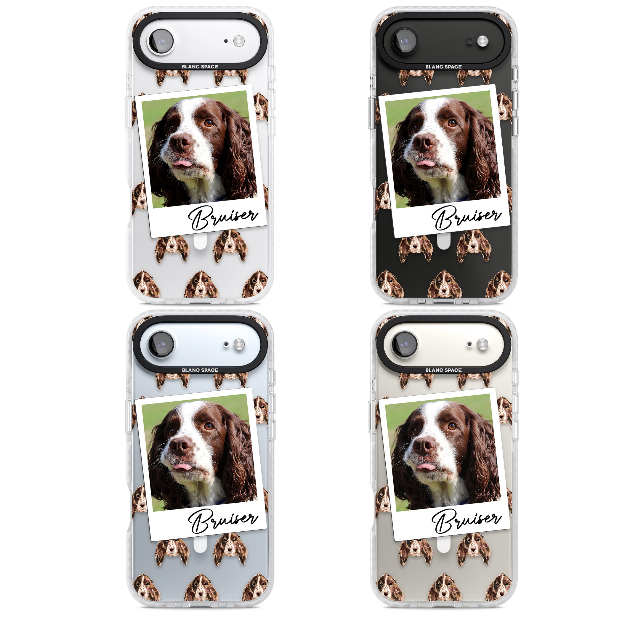Personalised Springer Spaniel Instant Camera Photo iPhone 17 Air Impact Pro Clear Phone Case APT Impact Protection