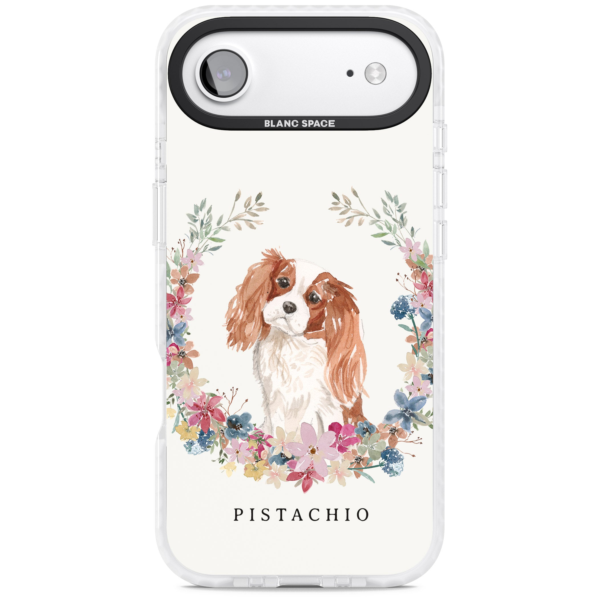 Personalised Cavalier King Charles Floral Portrait iPhone 17 Air Impact Pro Clear Phone Case