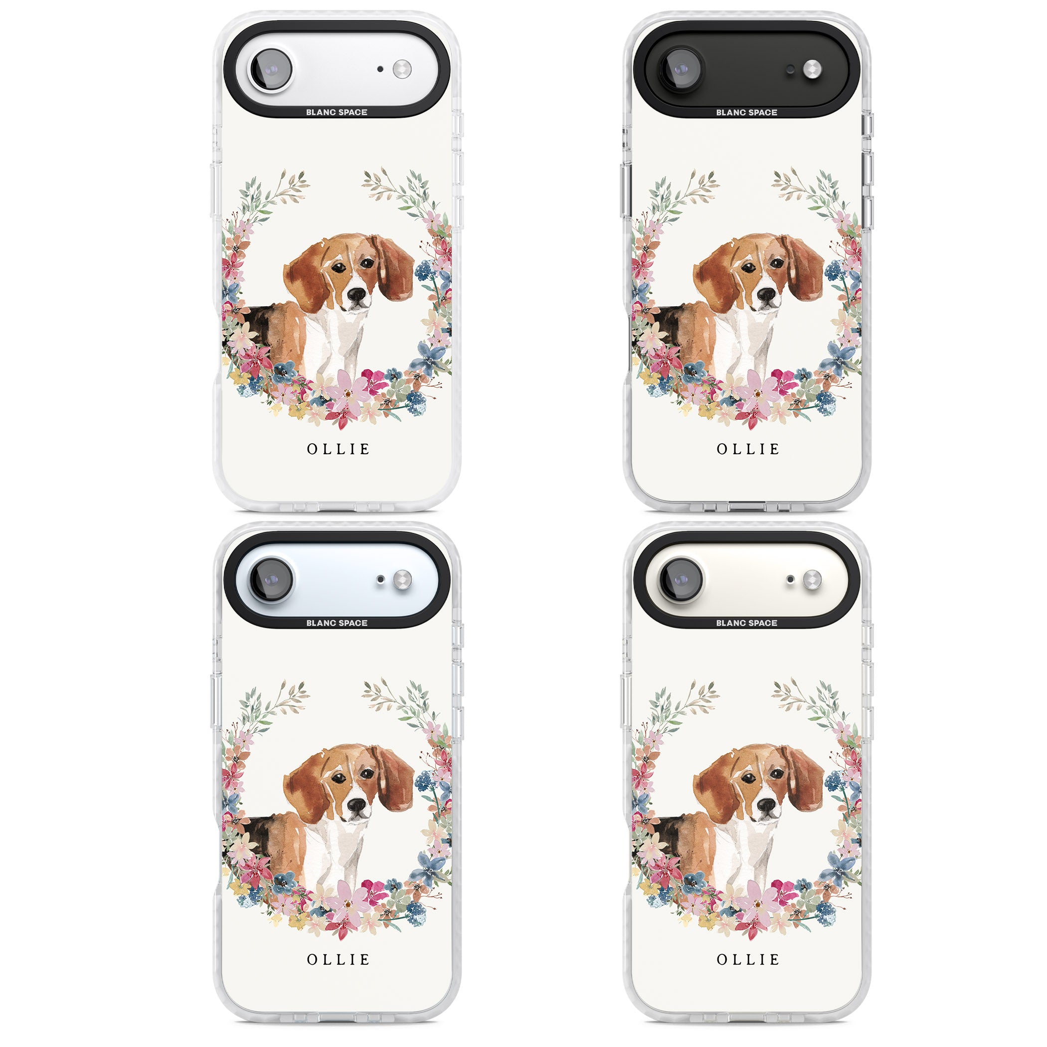 Personalised Beagle Floral Portrait iPhone 17 Air Impact Pro Clear Phone Case APT Impact Protection