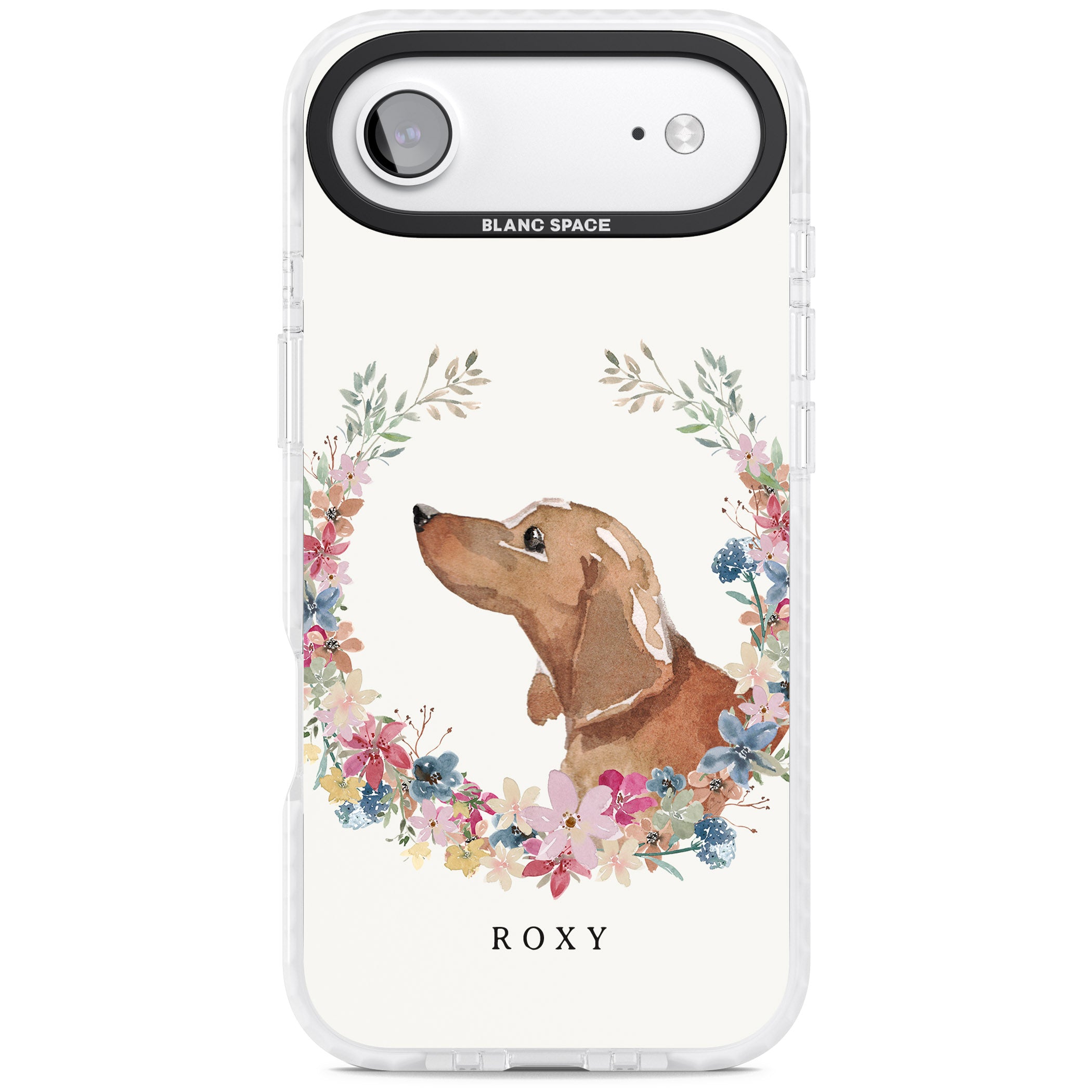 Personalised Tan Dachshund Floral Portrait iPhone 17 Air Impact Pro Clear Phone Case