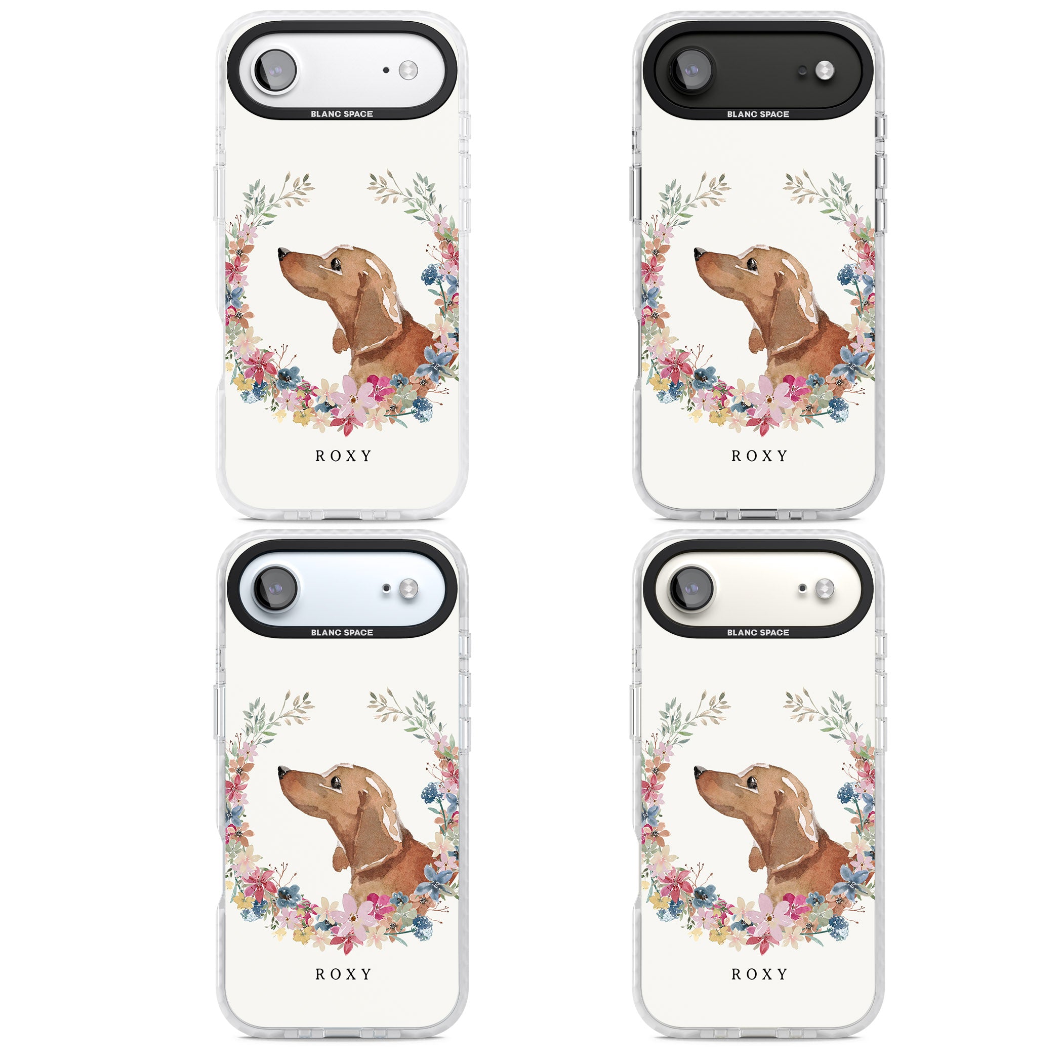 Personalised Tan Dachshund Floral Portrait iPhone 17 Air Impact Pro Clear Phone Case APT Impact Protection