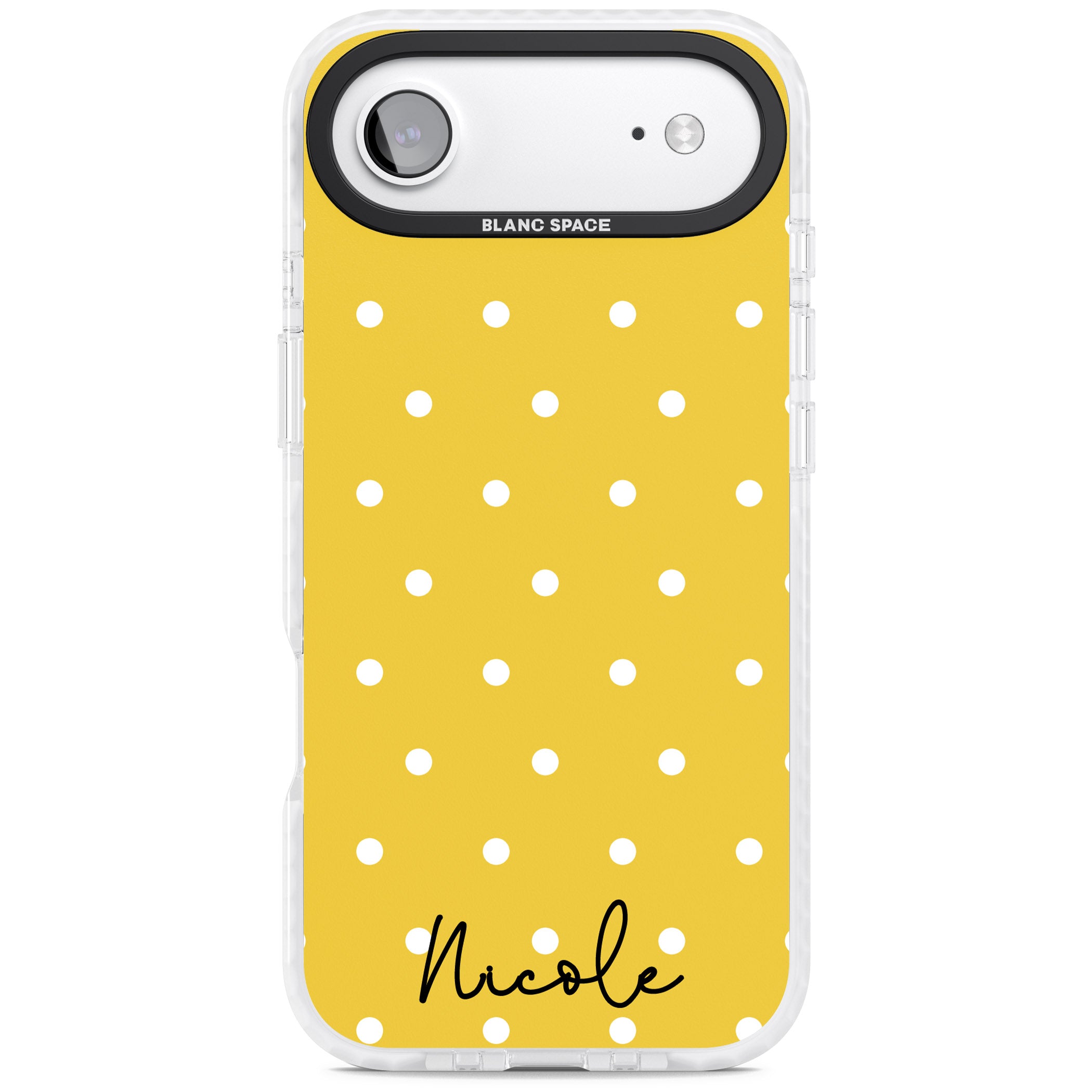 Personalised Yellow Polka Dot iPhone 17 Air Impact Pro Clear Phone Case
