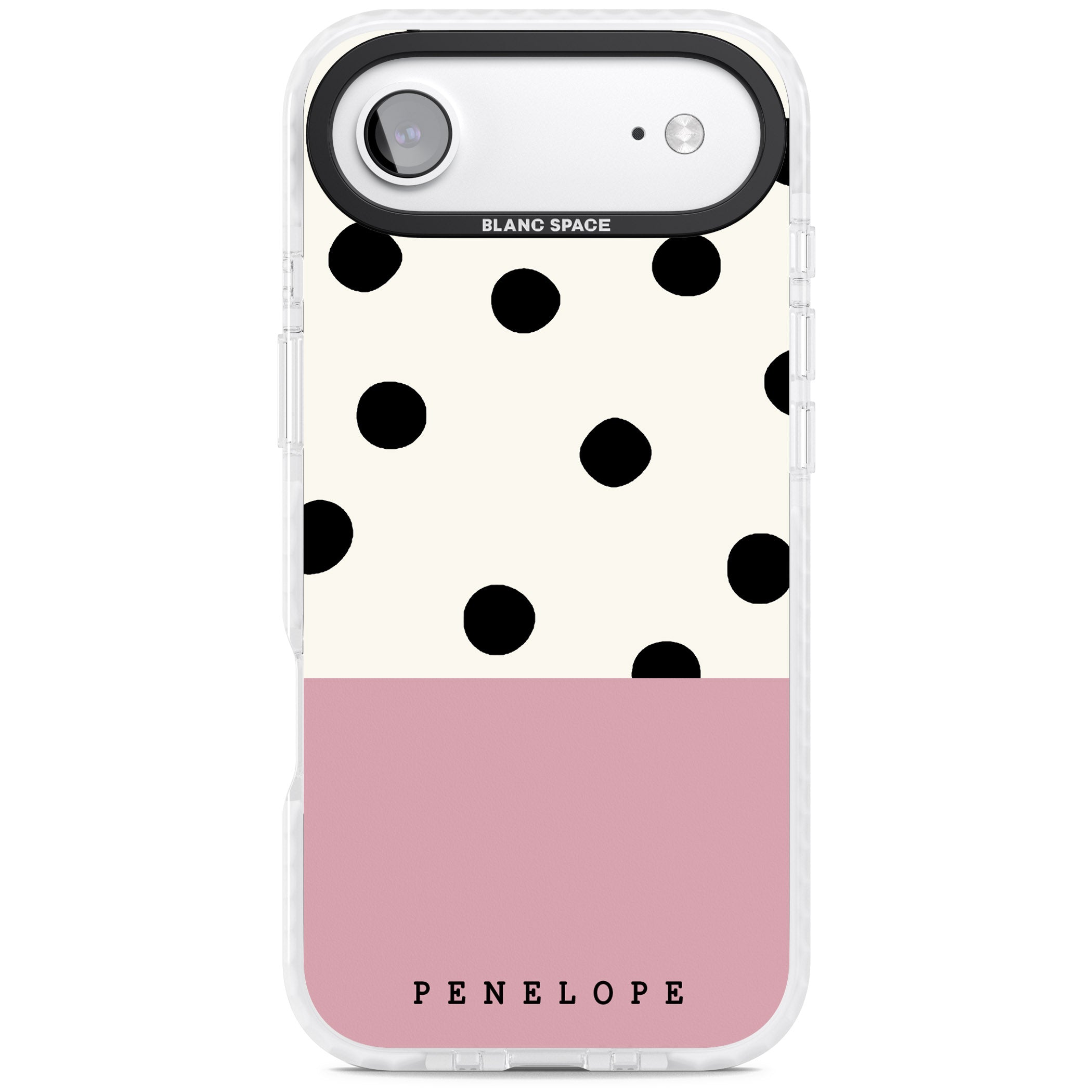 Personalised Pink Border Polka Dot iPhone 17 Air Impact Pro Clear Phone Case