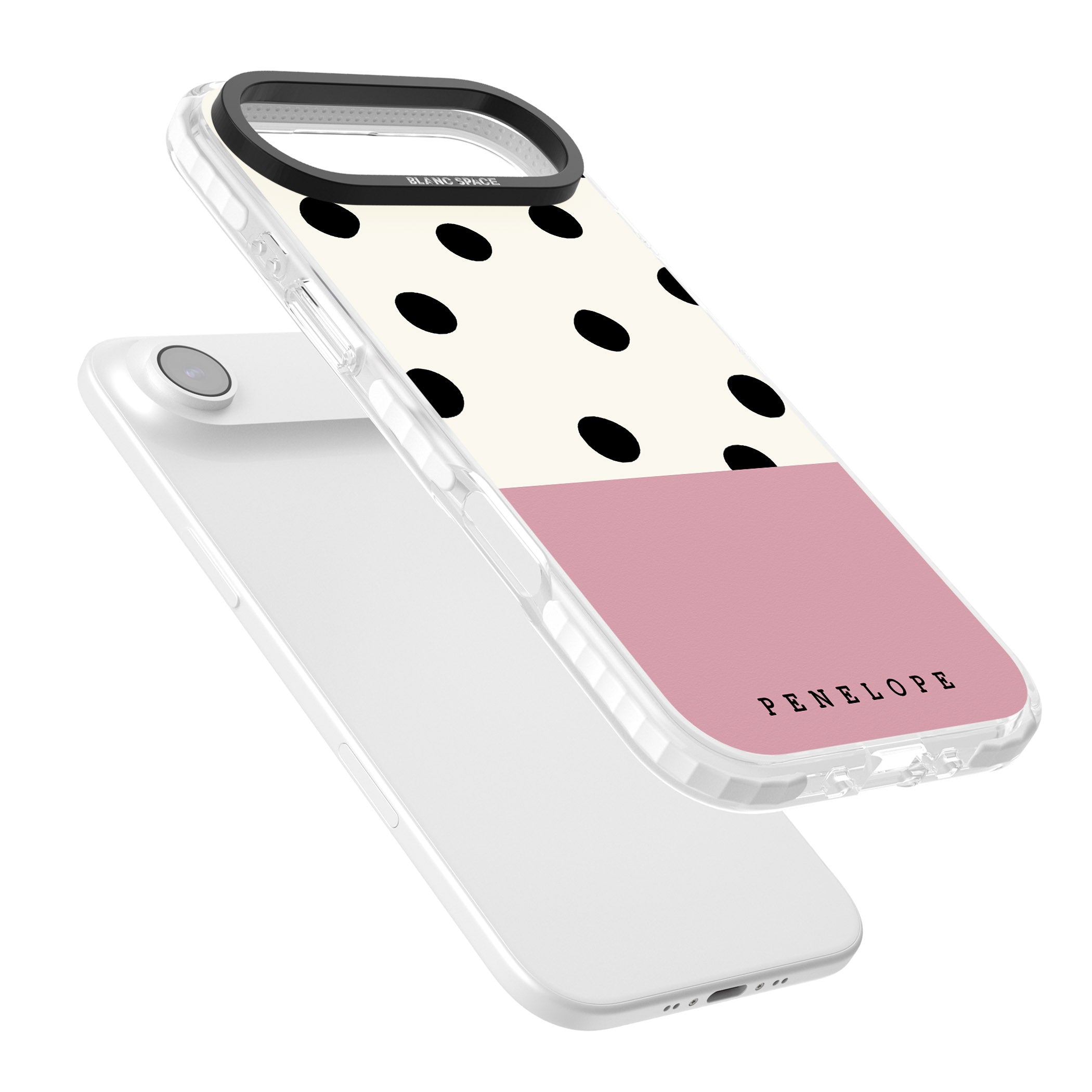 Personalised Pink Border Polka Dot iPhone 17 Air Impact Pro Clear Phone Case Colours