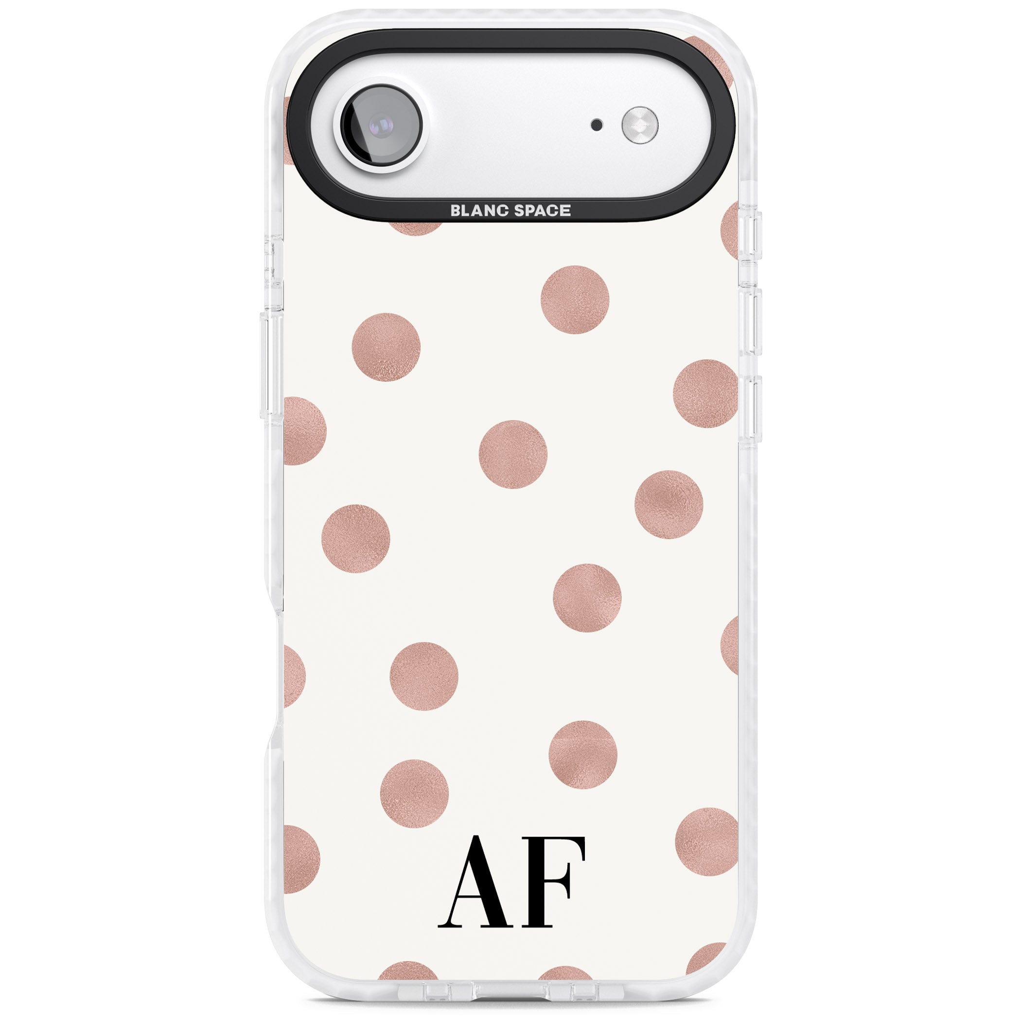 Personalised Rose Gold Dots & Initials iPhone 17 Air Impact Pro Clear Phone Case