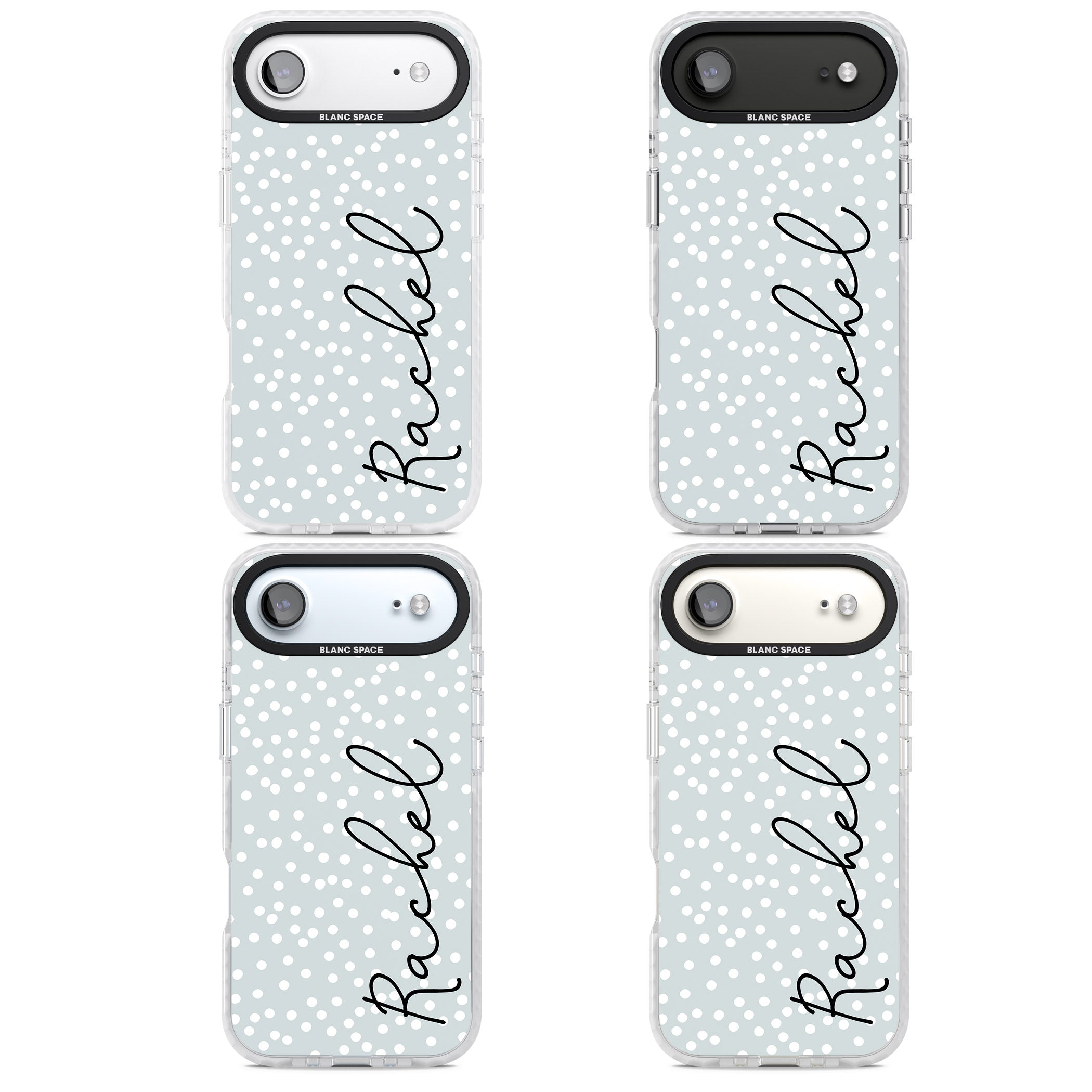 Personalised Vertical Cursive & Dots iPhone 17 Air Impact Pro Clear Phone Case APT Impact Protection