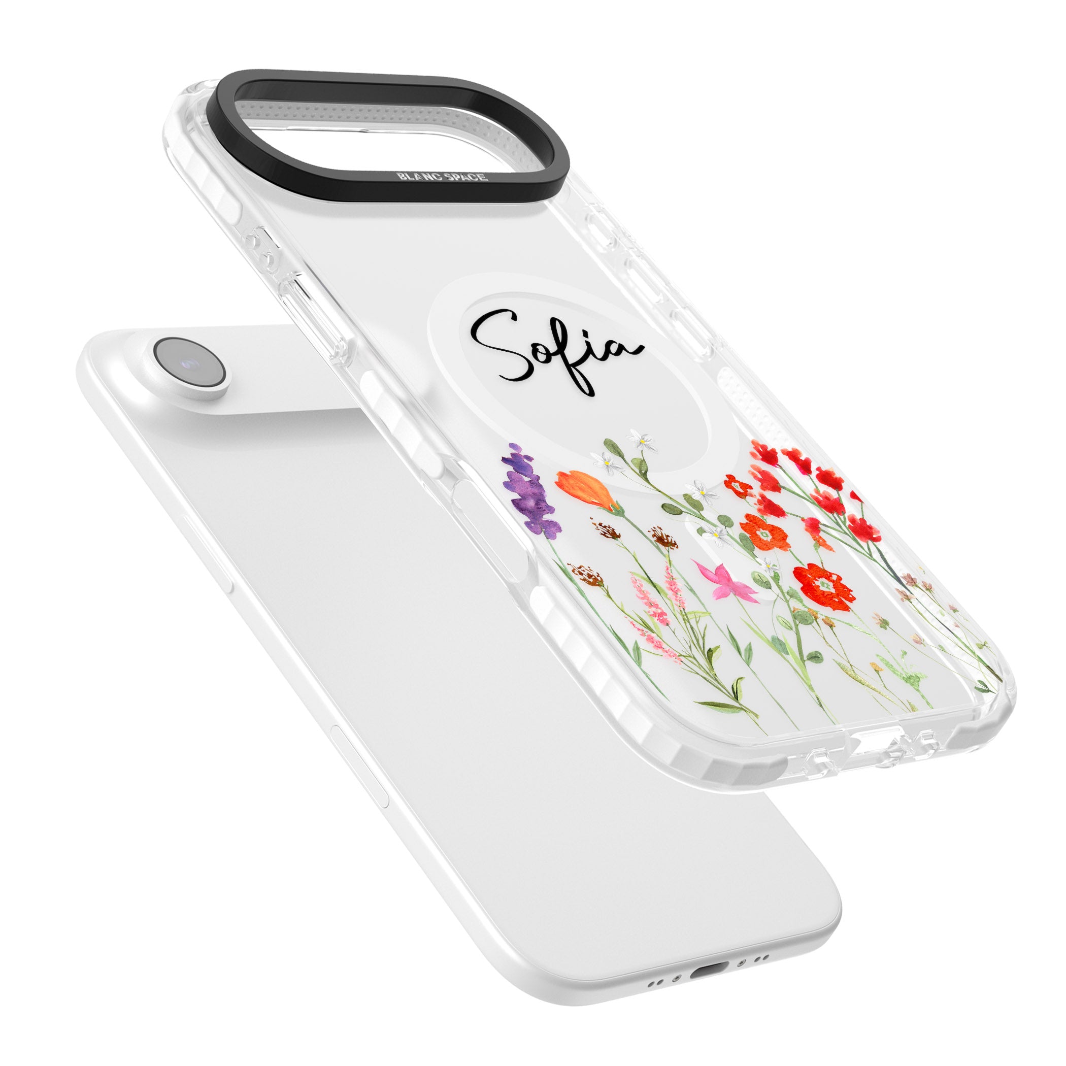 Personalised Spring Wildflowers iPhone 17 Air Impact Pro Clear Phone Case Colours