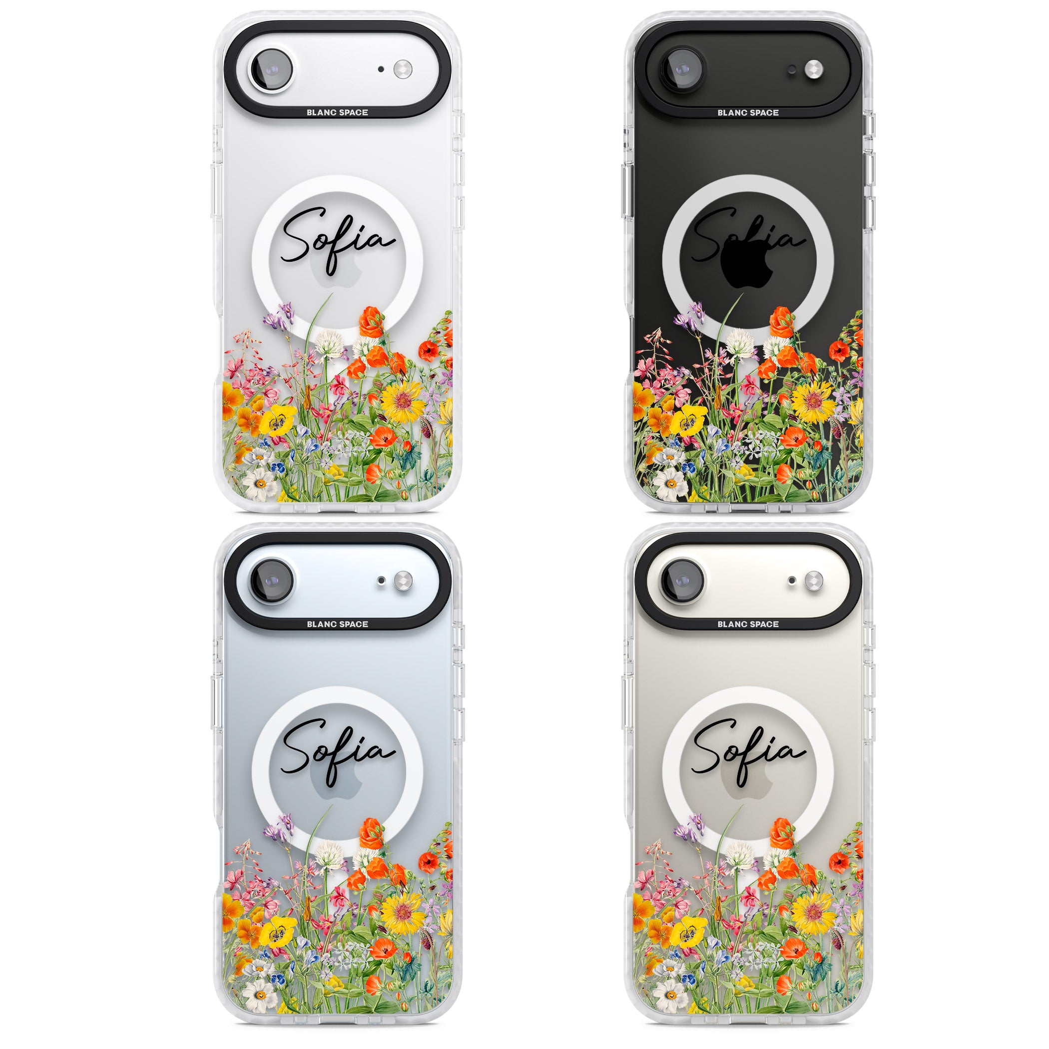 Personalised Summer Wildflowers iPhone 17 Air Impact Pro Clear Phone Case APT Impact Protection