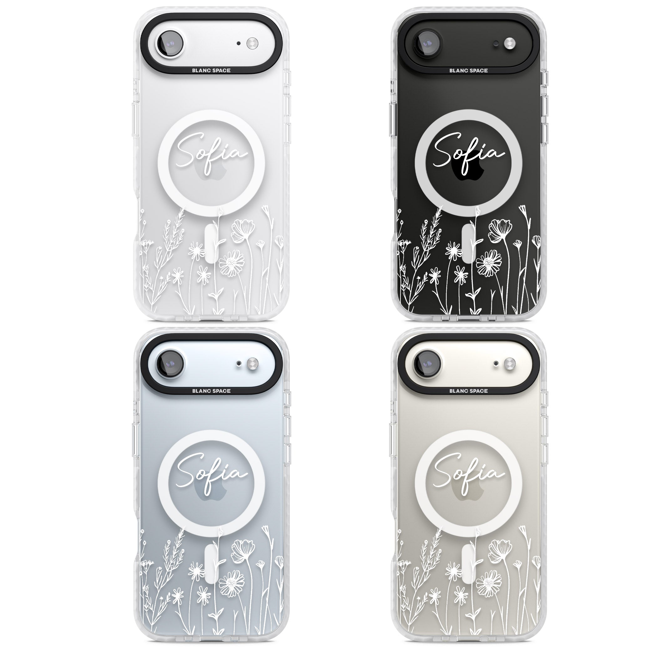 Personalised White Wildflowers iPhone 17 Air Impact Pro Clear Phone Case APT Impact Protection