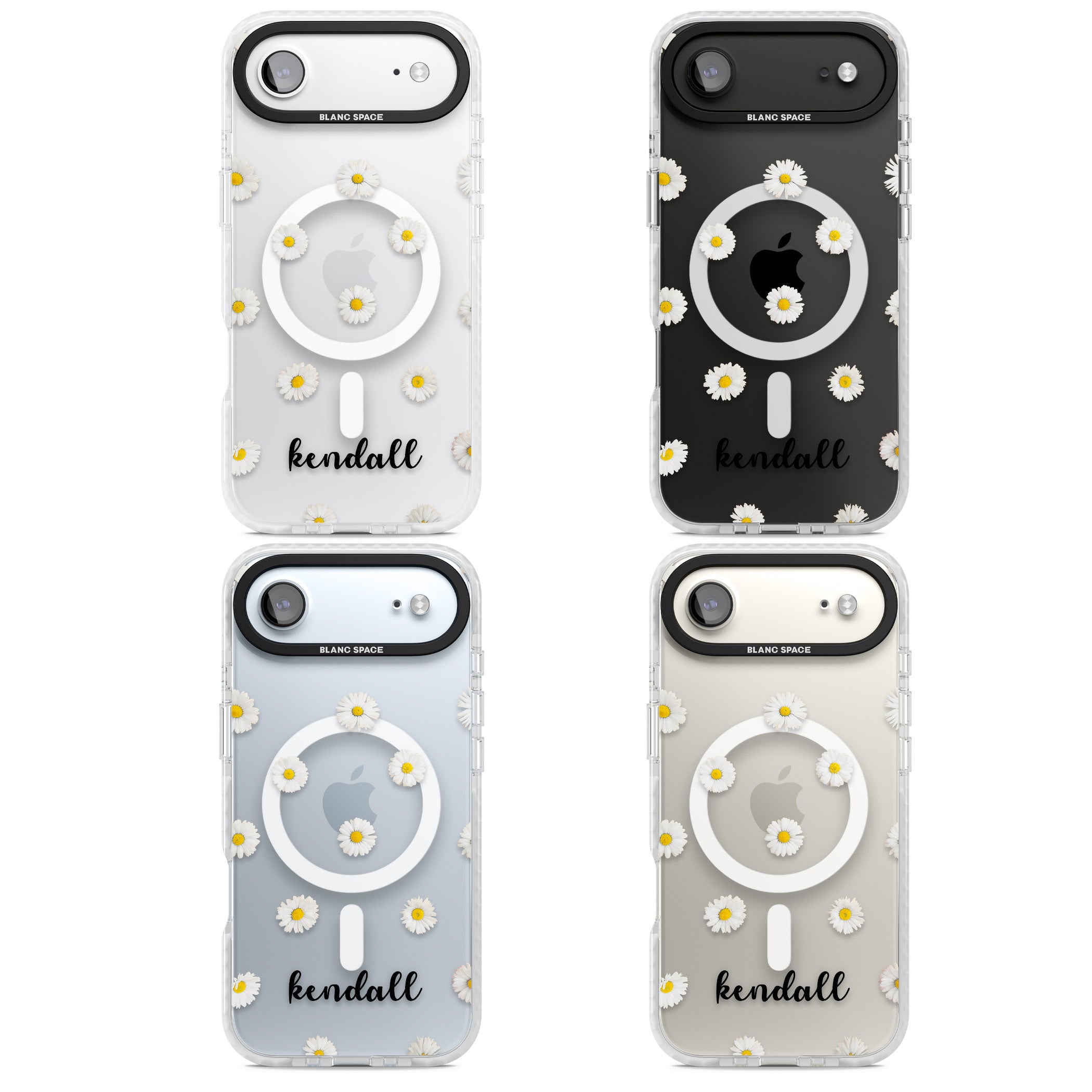 Personalised White Daisies & Cursive iPhone 17 Air Impact Pro Clear Phone Case APT Impact Protection