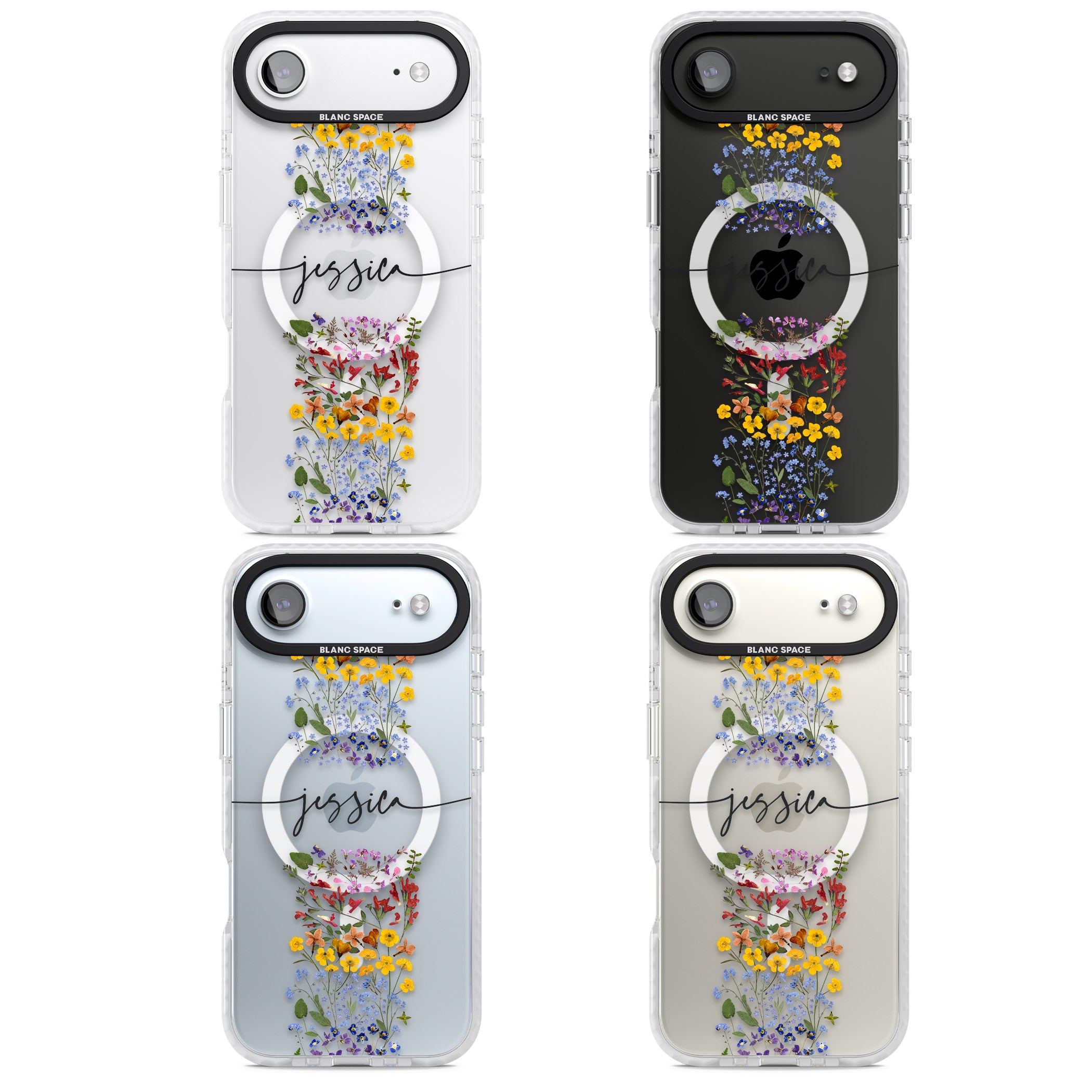 Personalised Wildflower Stripe iPhone 17 Air Impact Pro Clear Phone Case APT Impact Protection