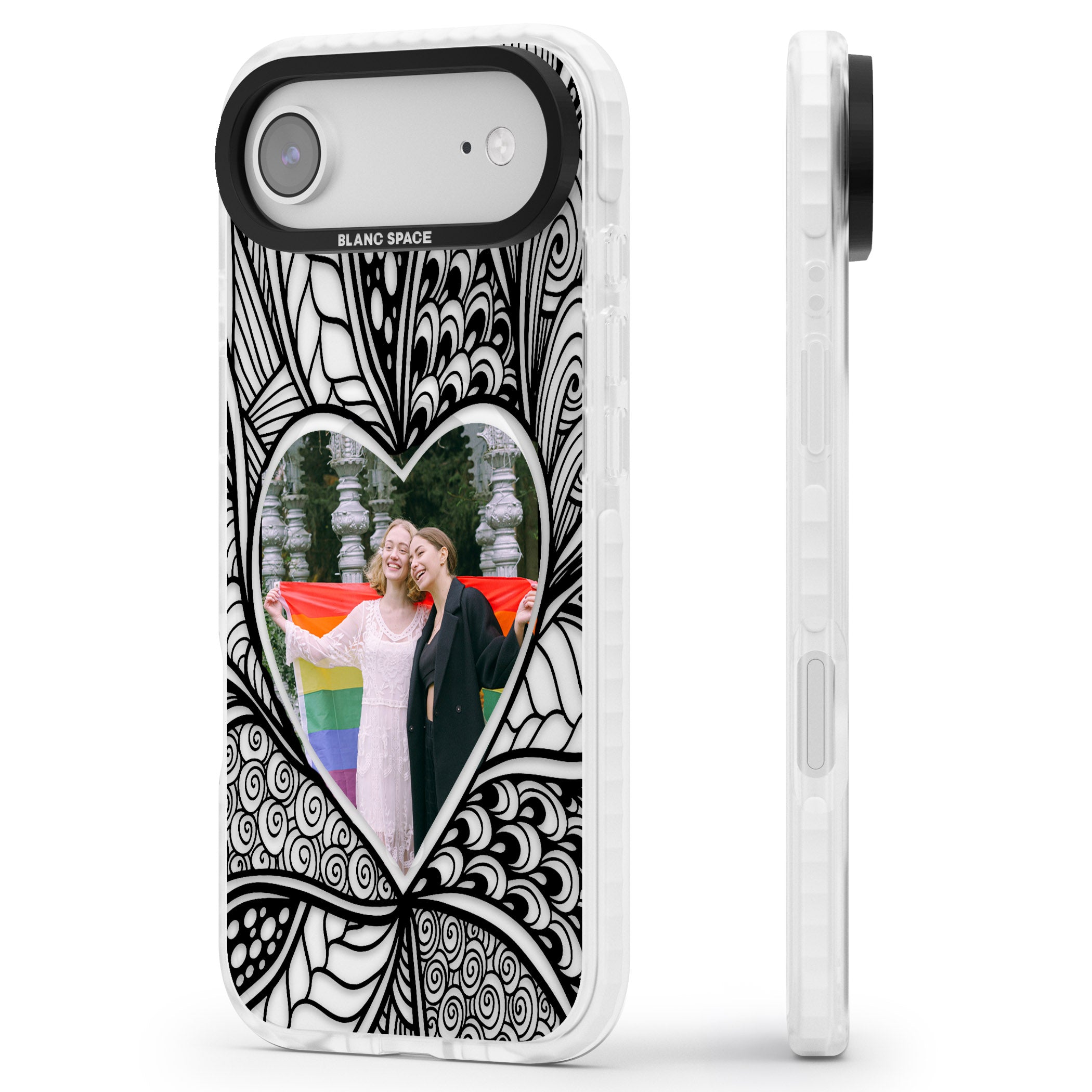 Personalised Henna Heart Photo Case iPhone 17 Air Impact Pro Clear Phone Case Side Profile