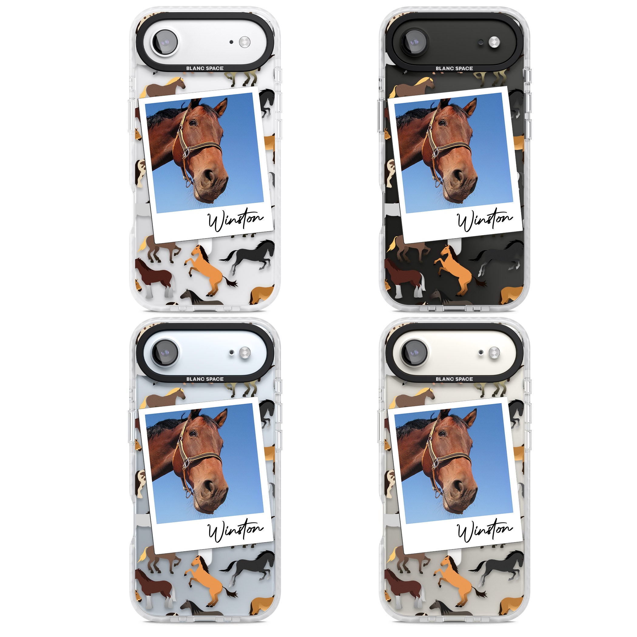 Personalised Horse Polaroid iPhone 17 Air Impact Pro Clear Phone Case APT Impact Protection