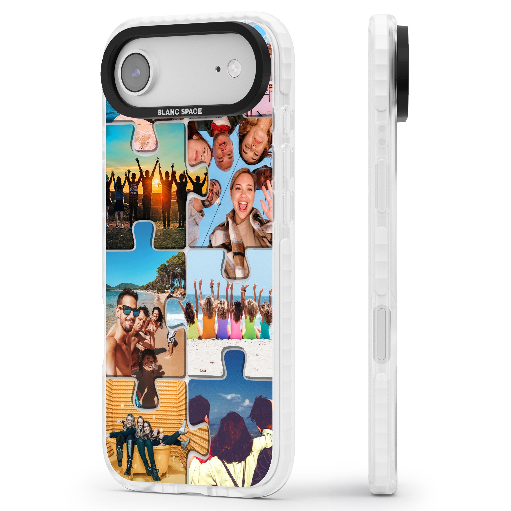 Personalised Jigsaw Photo Grid iPhone 17 Air Impact Pro Clear Phone Case Side Profile