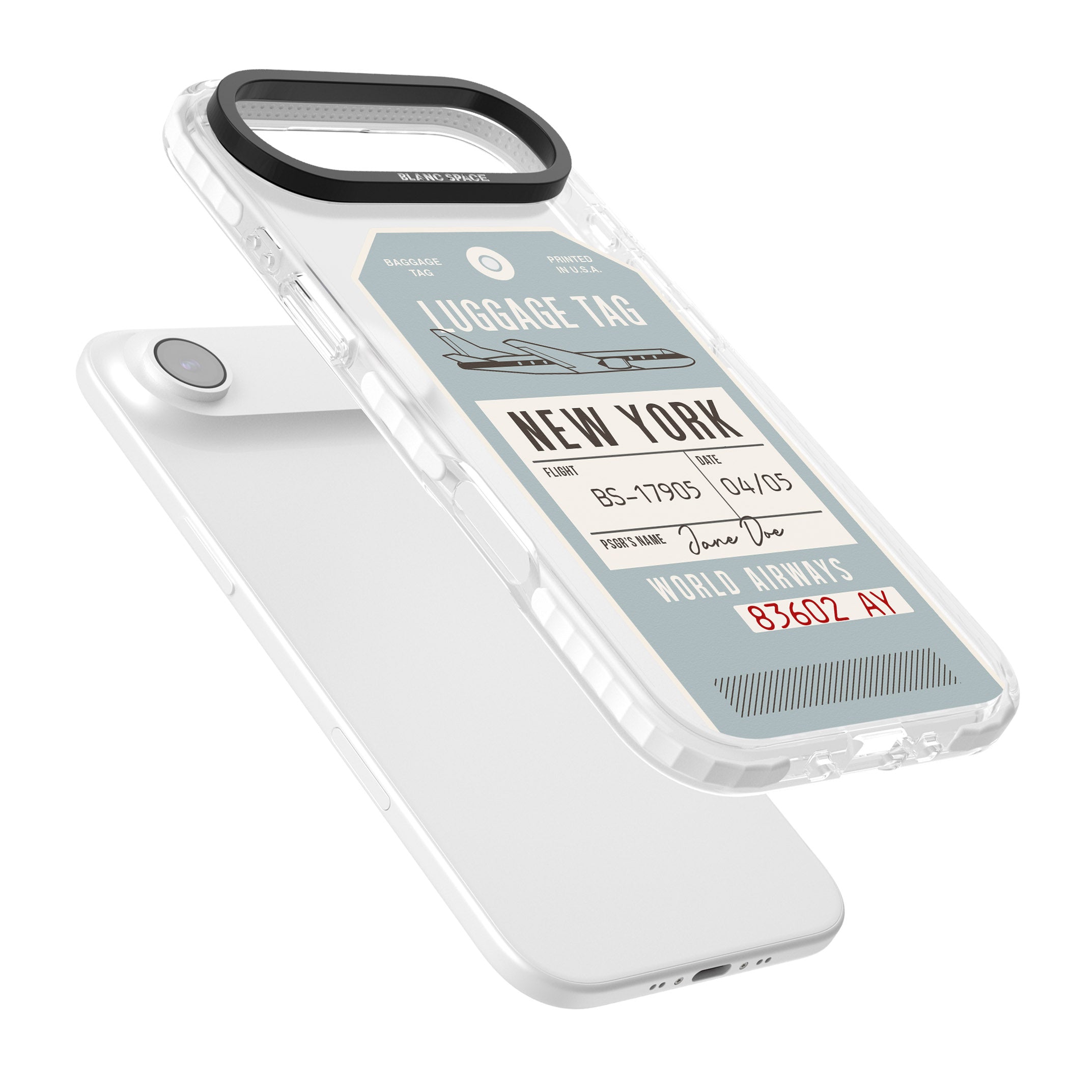 Personalised Vintage Usa Luggage Tag iPhone 17 Air Impact Pro Clear Phone Case Colours