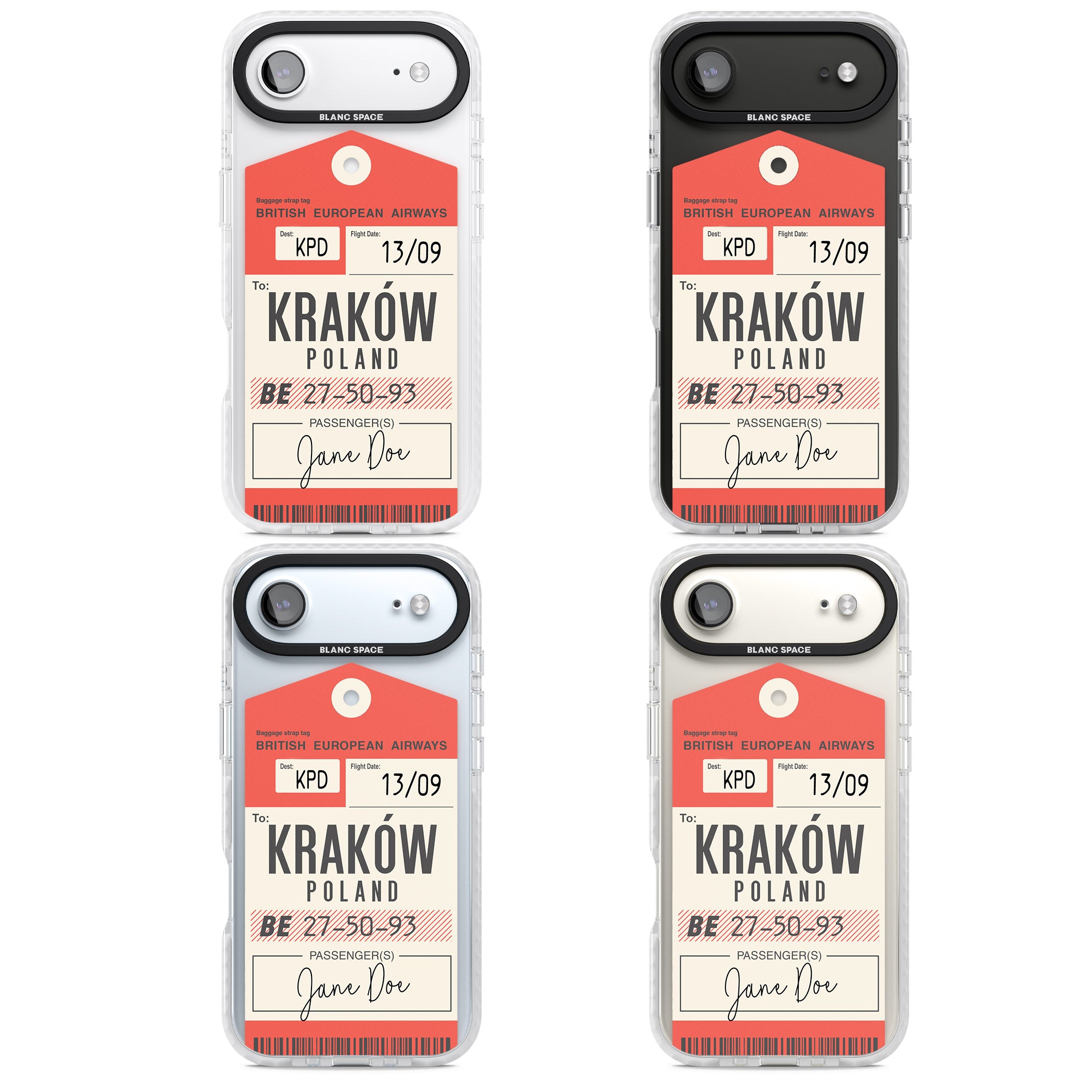 Personalised Vintage Bea Luggage Tag iPhone 17 Air Impact Pro Clear Phone Case APT Impact Protection