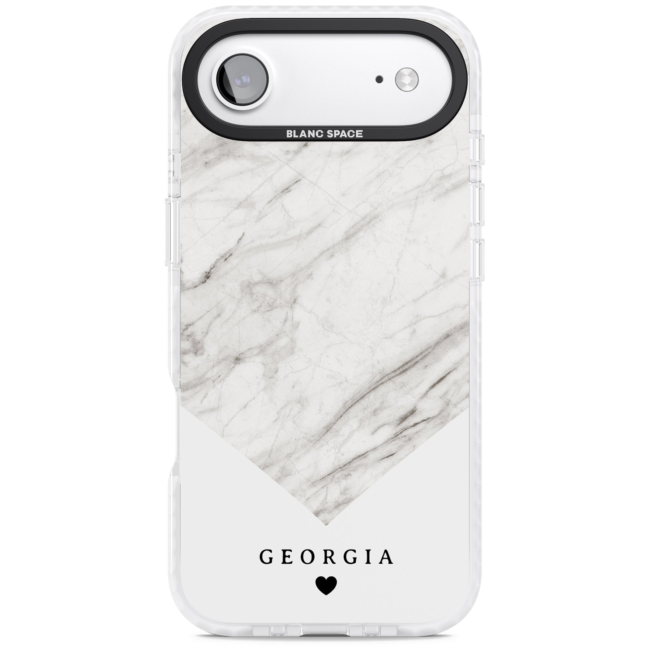 Personalised White Marble iPhone 17 Air Impact Pro Clear Phone Case
