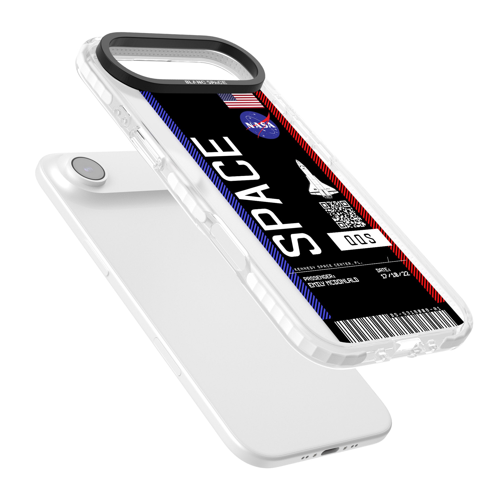 Personalised Nasa Boarding Pass (Dark) iPhone 17 Air Impact Pro Clear Phone Case Colours
