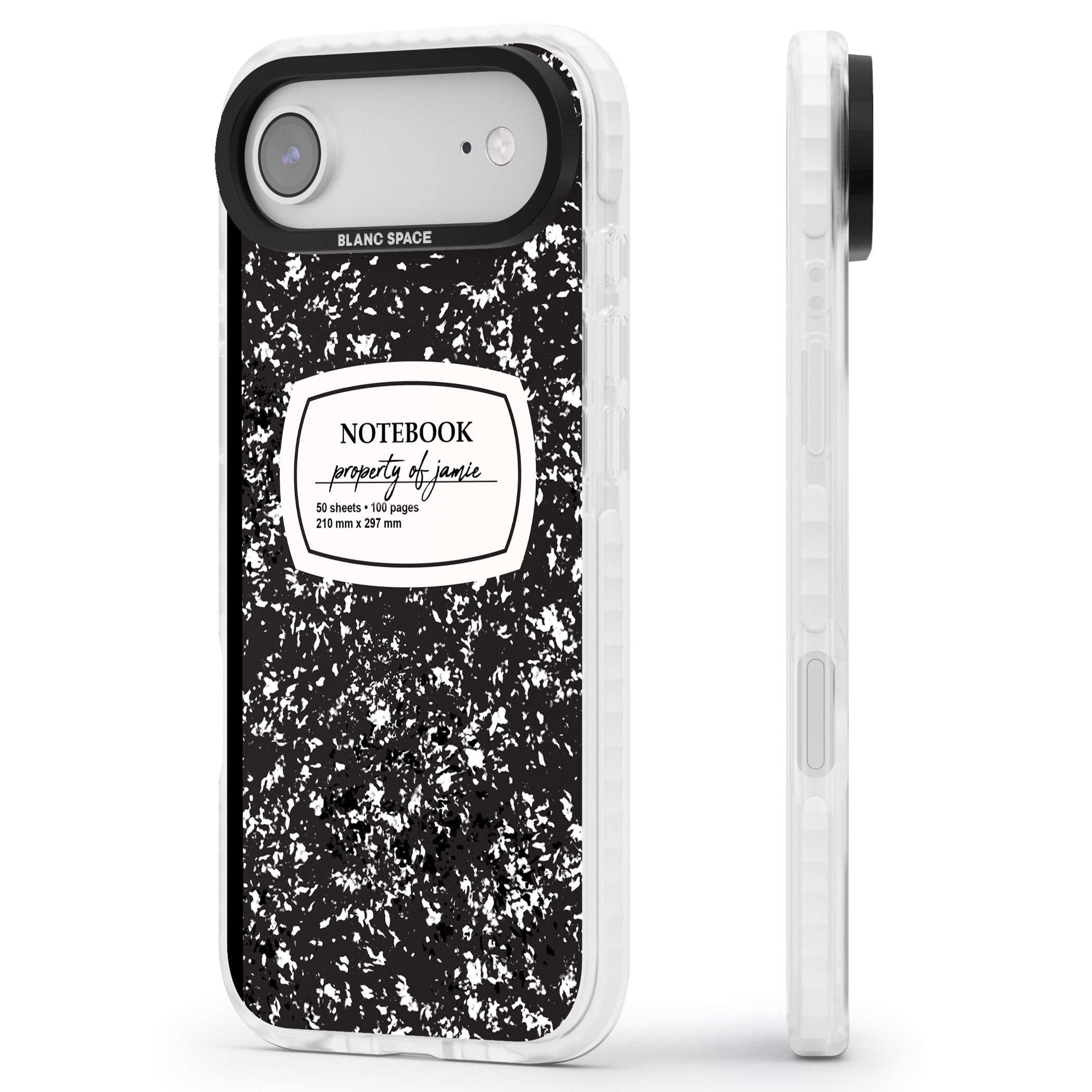 Personalised Classic Composition iPhone 17 Air Impact Pro Clear Phone Case Side Profile