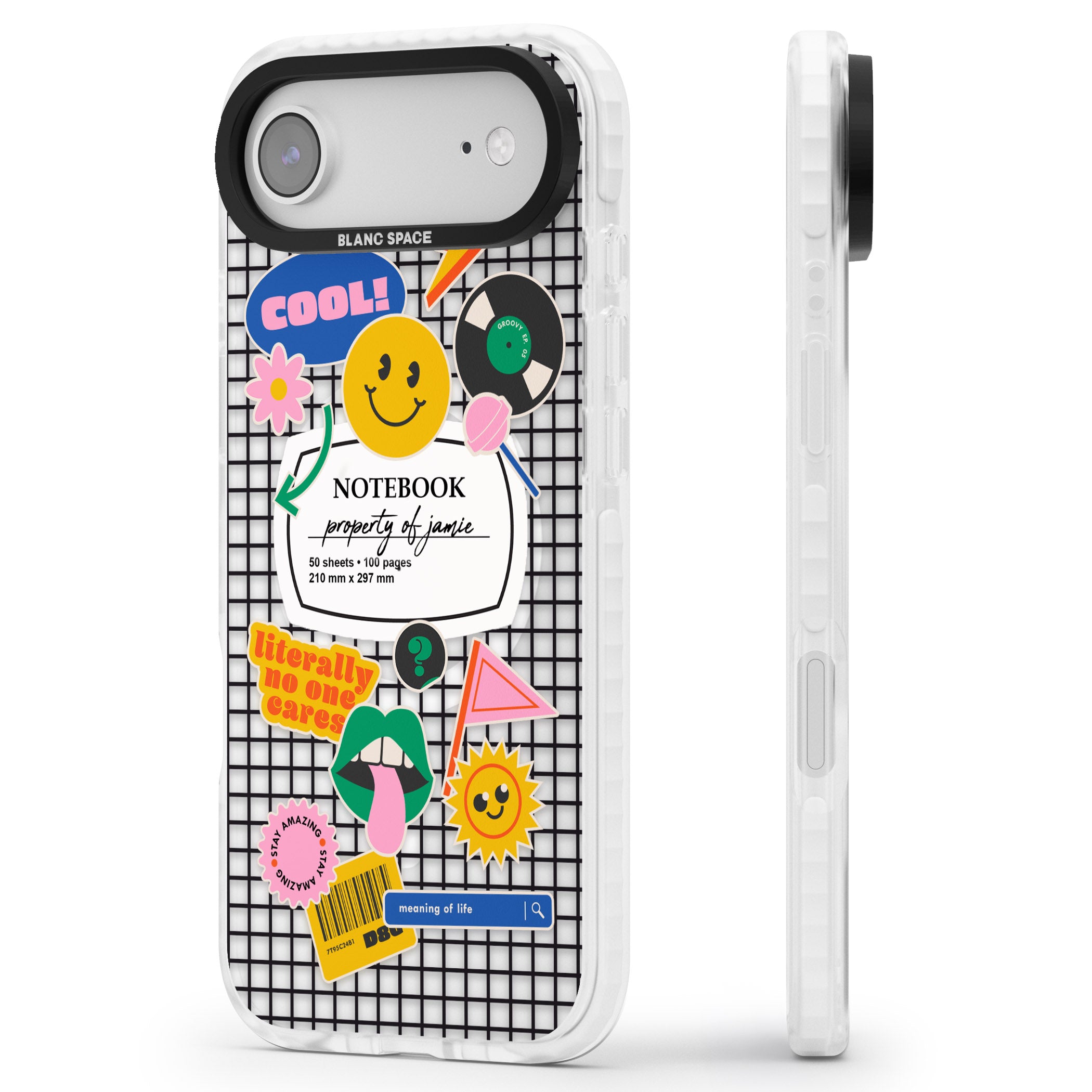 Personalised Sticker Mix Grid iPhone 17 Air Impact Pro Clear Phone Case Side Profile