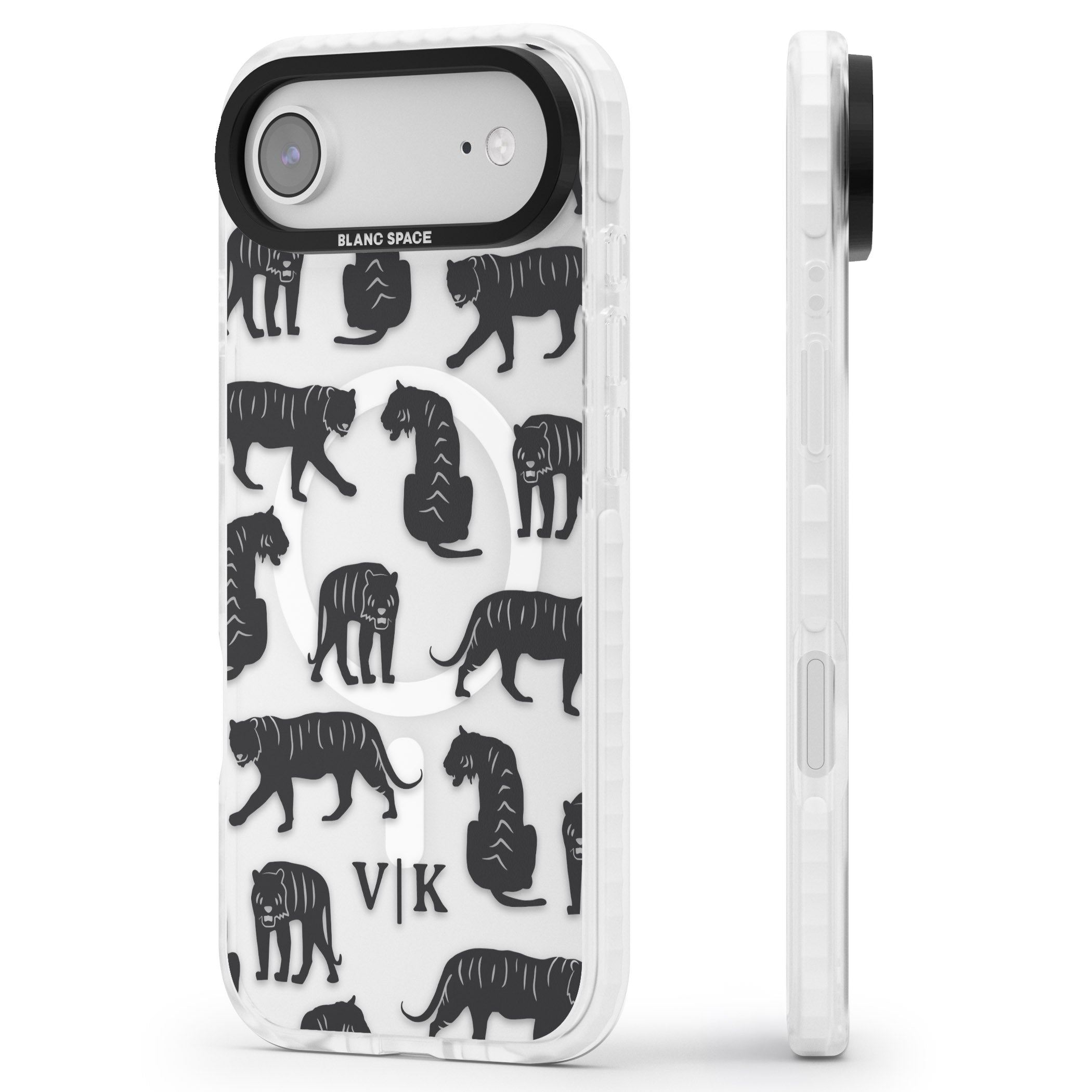 Personalised Tiger Silhouettes iPhone 17 Air Impact Pro Clear Phone Case Side Profile