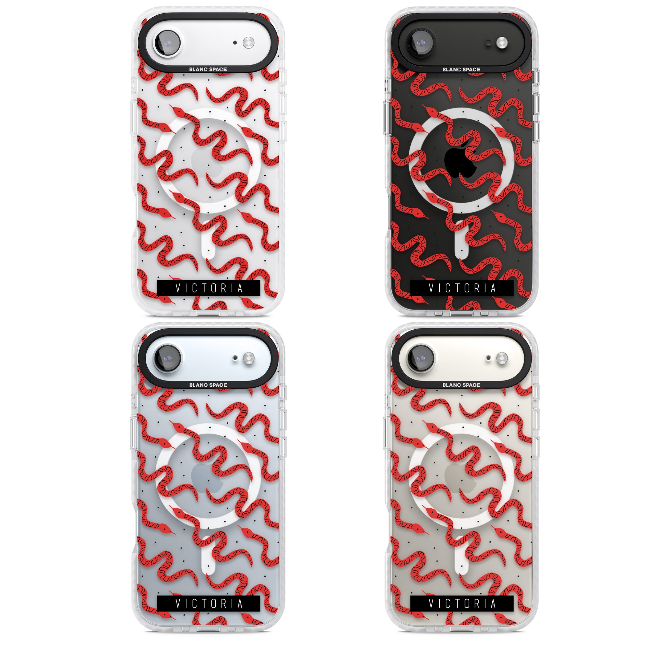 Personalised Red Snake Pattern iPhone 17 Air Impact Pro Clear Phone Case APT Impact Protection