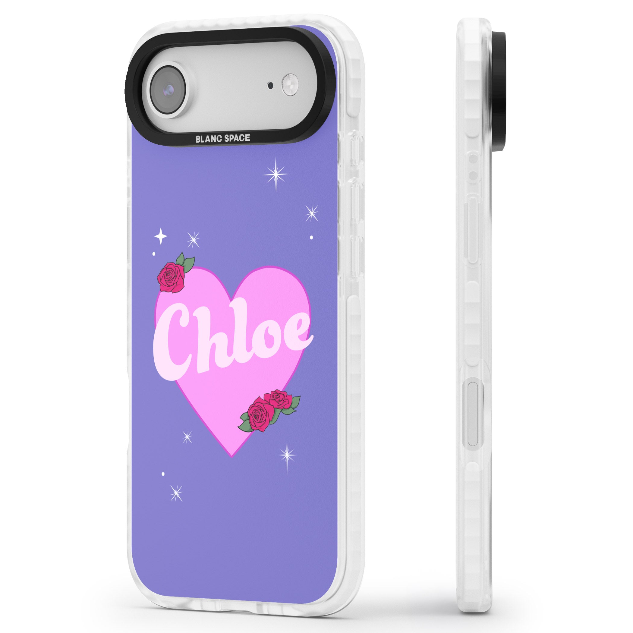 Personalised Glamorous Love Heart iPhone 17 Air Impact Pro Clear Phone Case Side Profile