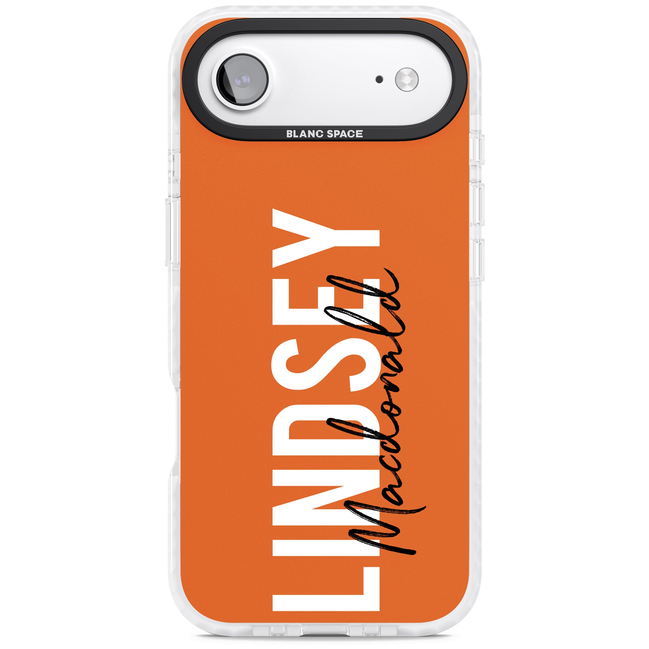 Personalised Bold Name: Orange iPhone 17 Air Impact Pro Clear Phone Case