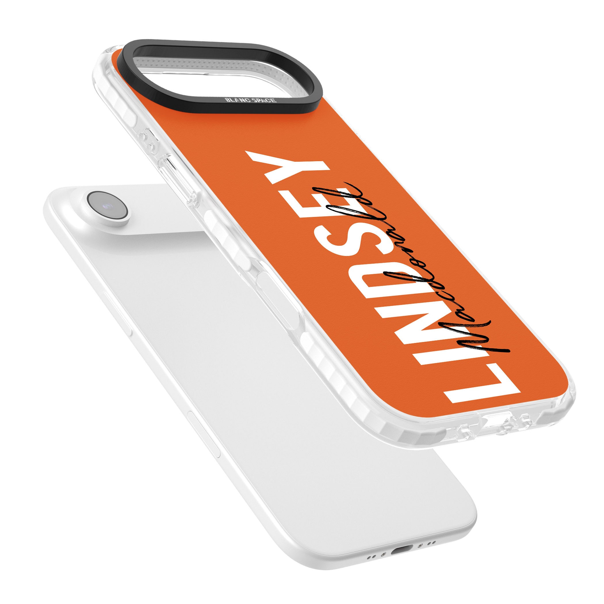 Personalised Bold Name: Orange iPhone 17 Air Impact Pro Clear Phone Case Colours