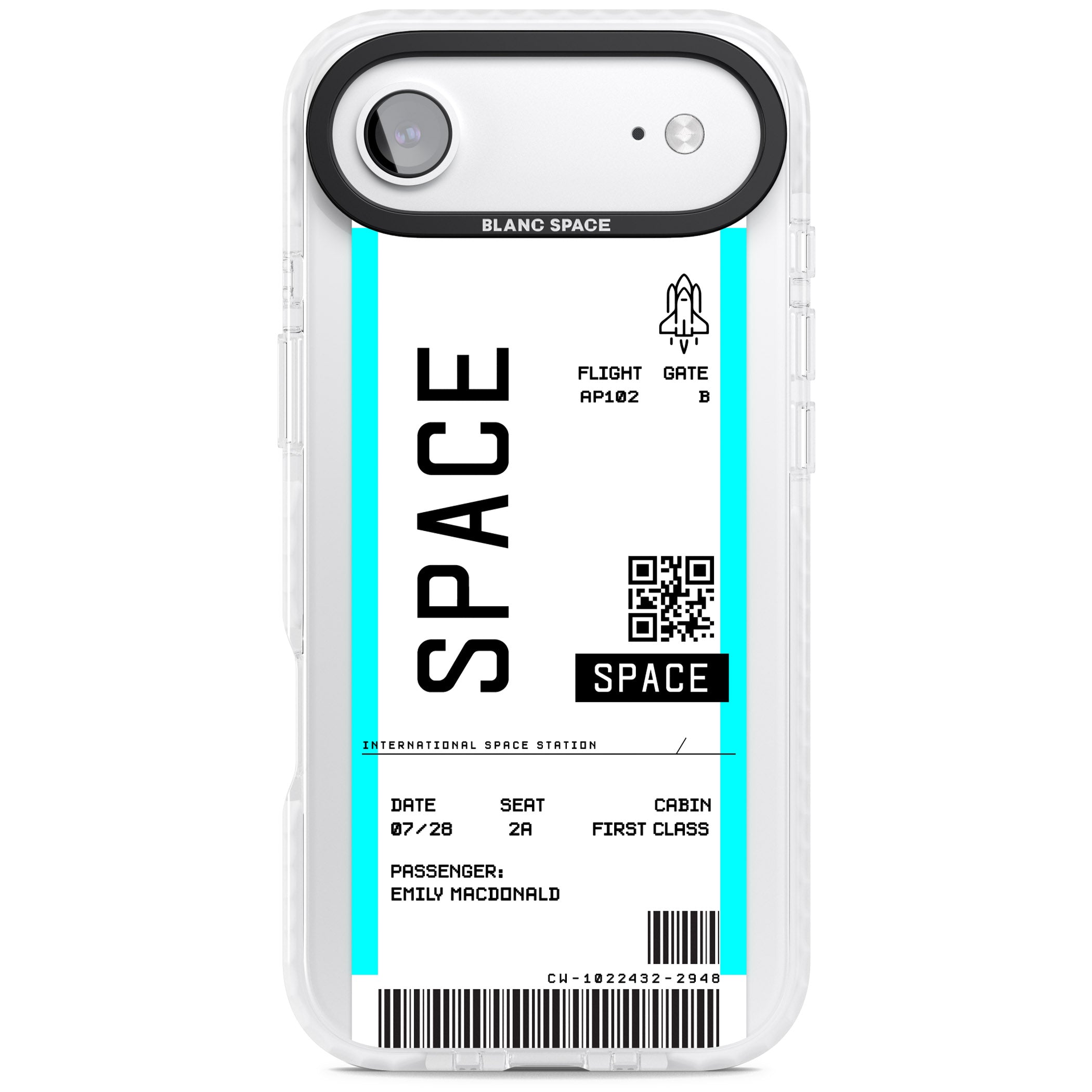 Personalised Space Travel Ticket iPhone 17 Air Impact Pro Clear Phone Case